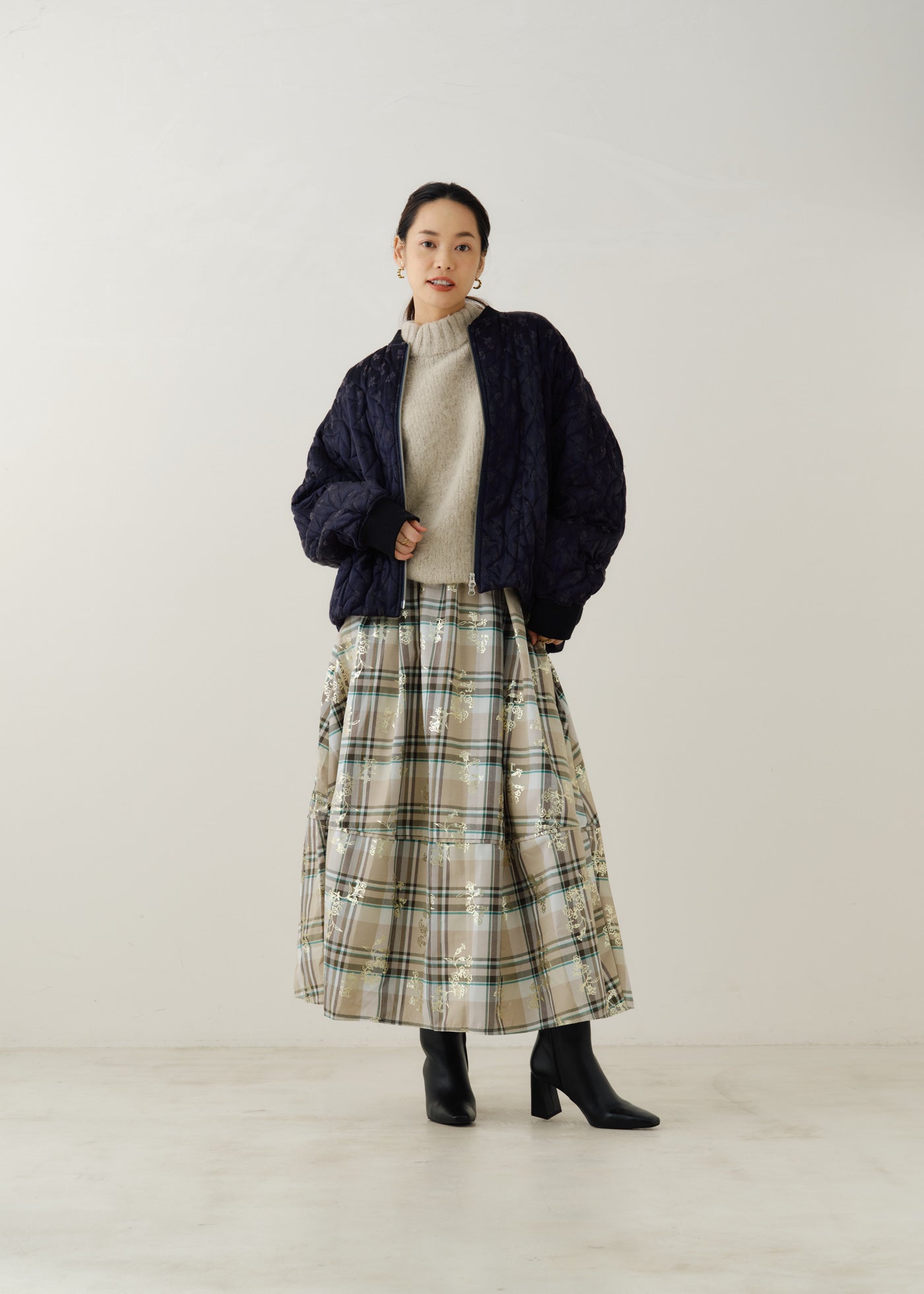 nakagami Check Chiffon Skirt スカート BOTTOMS | 【公式】NAKAGAMI ONLINE SHOP