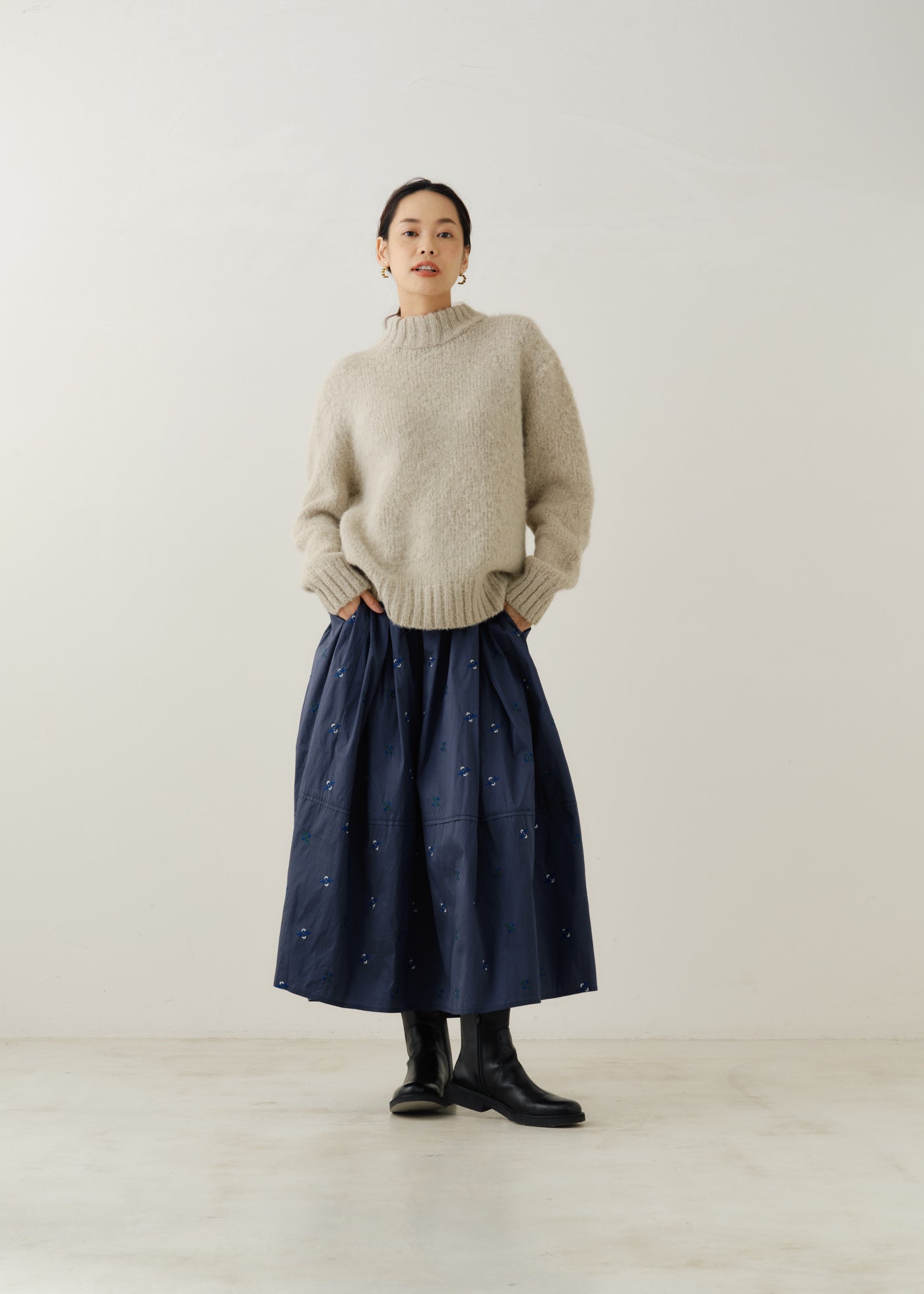 Poly Dupion Embroidery Tuck Gather Skirt | Pasand by ne Quittez