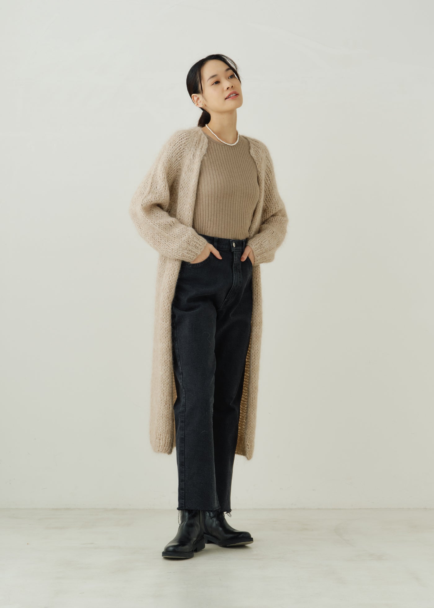 Mohair Mix Hand Knit Long Cardigan | Pasand by ne Quittez pas