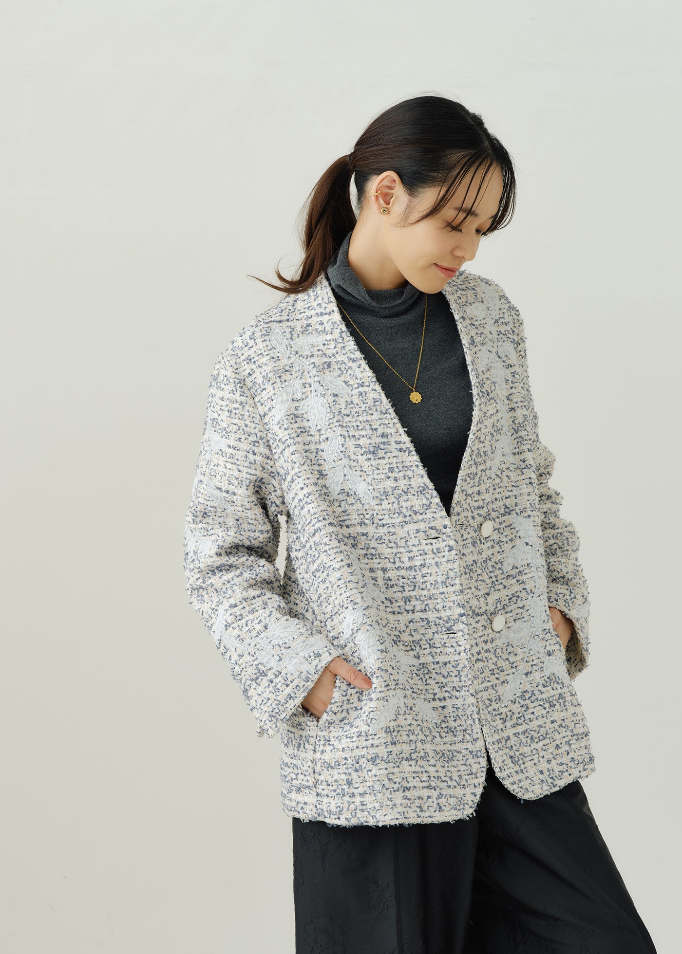 現行品✨ヌキテパ ne Quittez pas ツイードジャケット 刺繍 Boucle Tweed Patch Embroidery Jacket | Pasand by ne Quittez pas