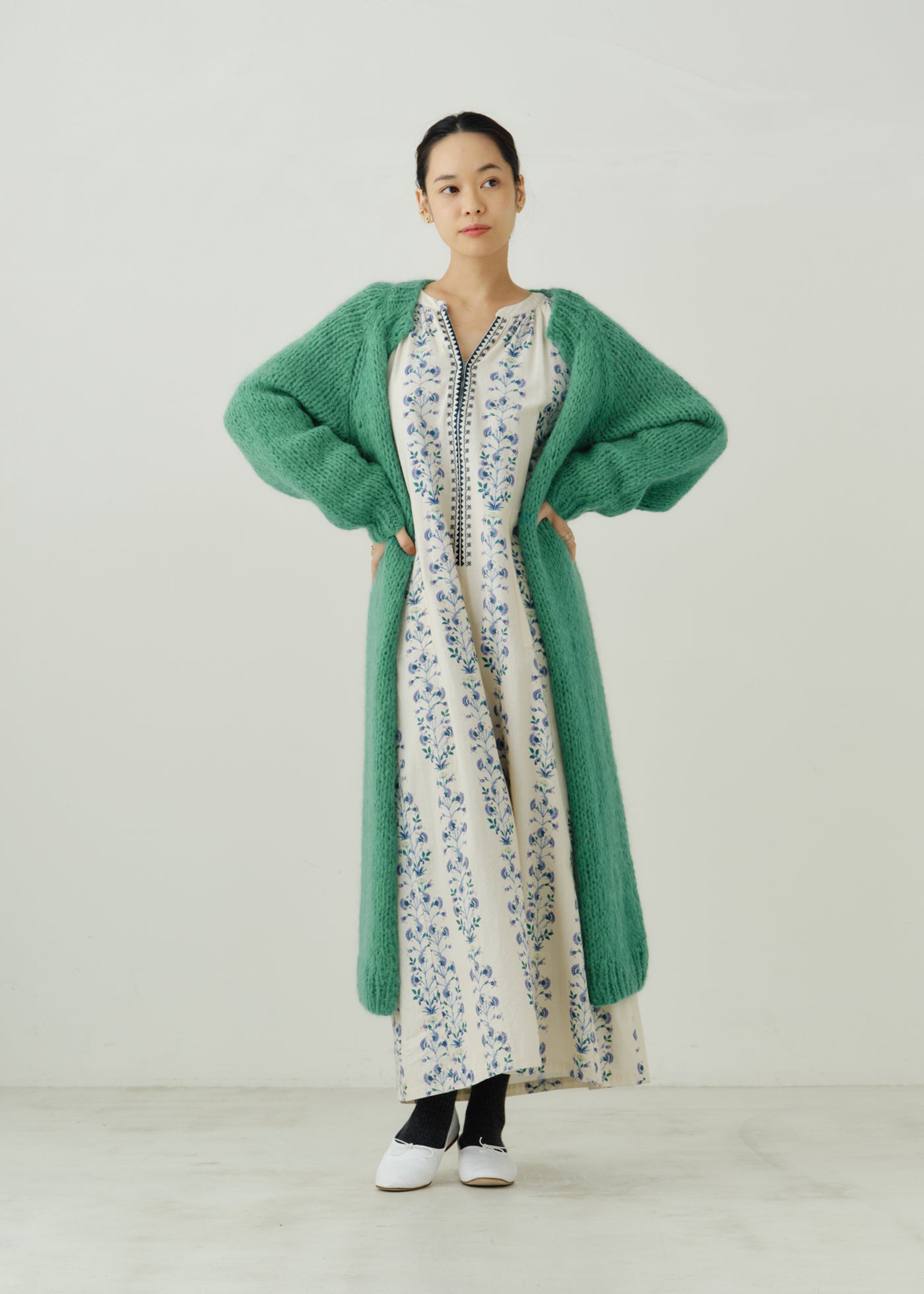 Mohair Mix Hand Knit Long Cardigan | Pasand by ne Quittez pas