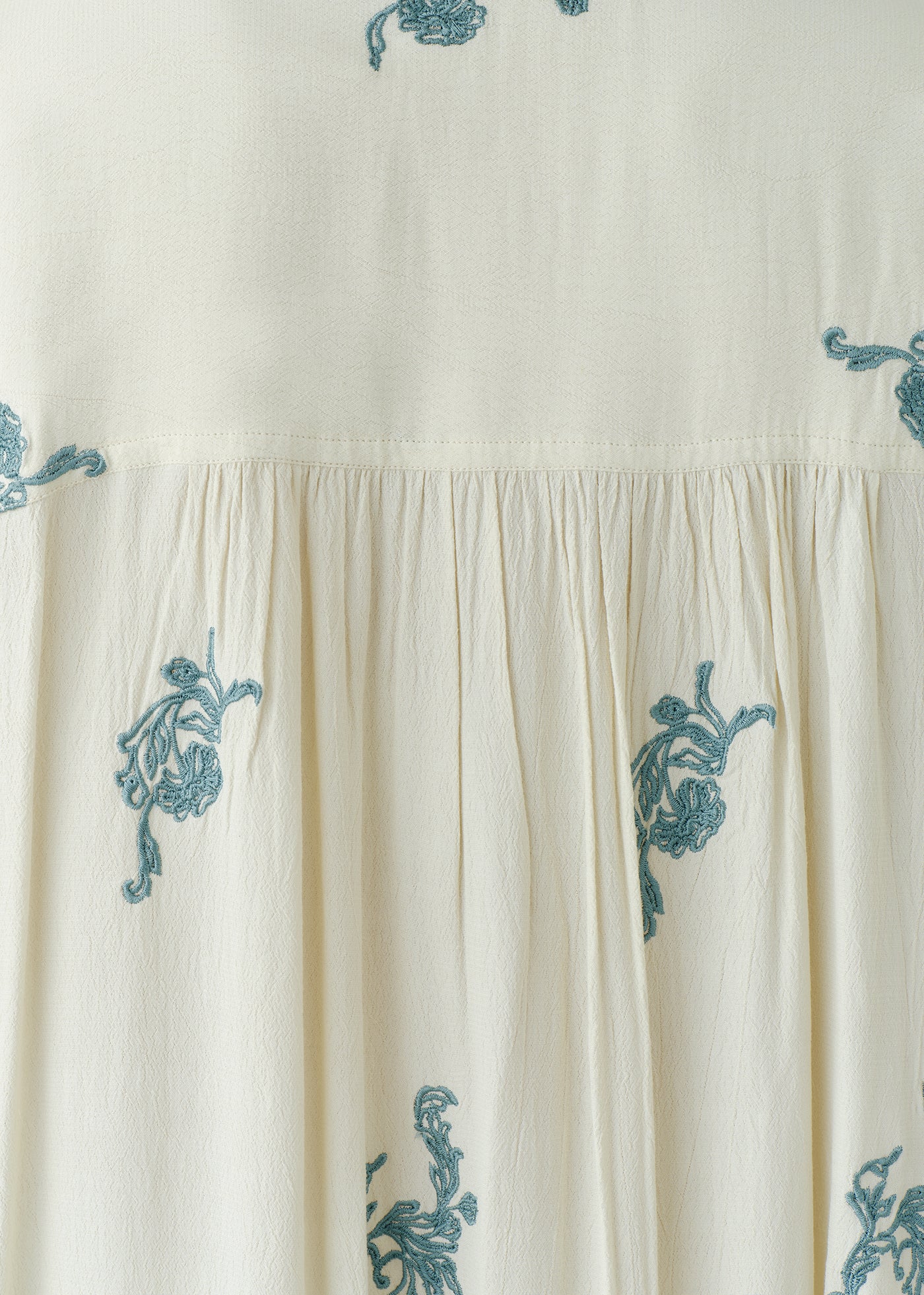 Moss Crape Mini Flower Embroidery Bow Tie Shirts