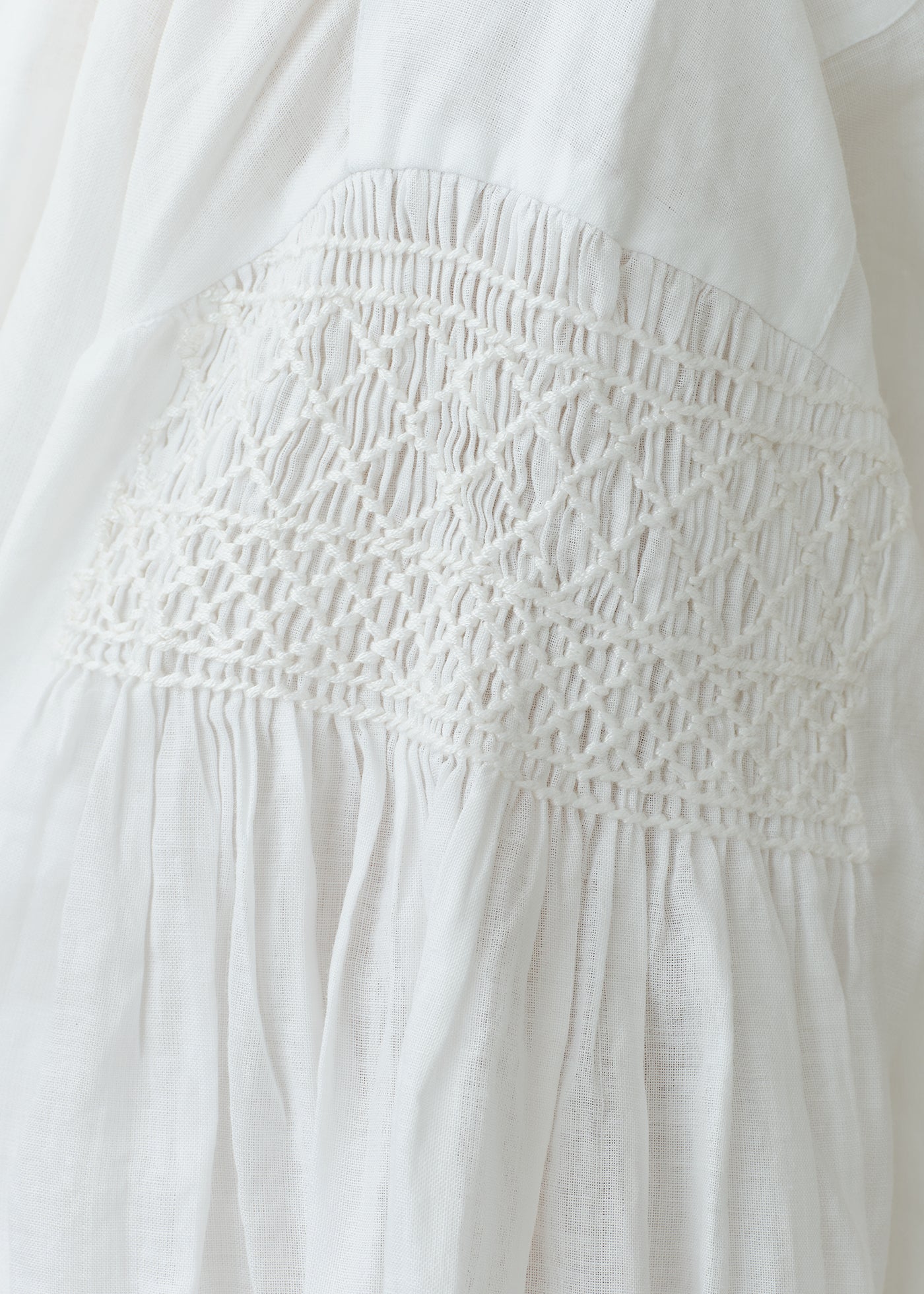 ne Quittez pas / ヌキテパ | 2024SS | Ramie Smocking Short Sleeve Blouse ラミー ショートスリーブ ブラウス | F | ホワイト | レディース Ramie Smocking Short Sleeve Blouse | Pasand by ne Quittez pas
