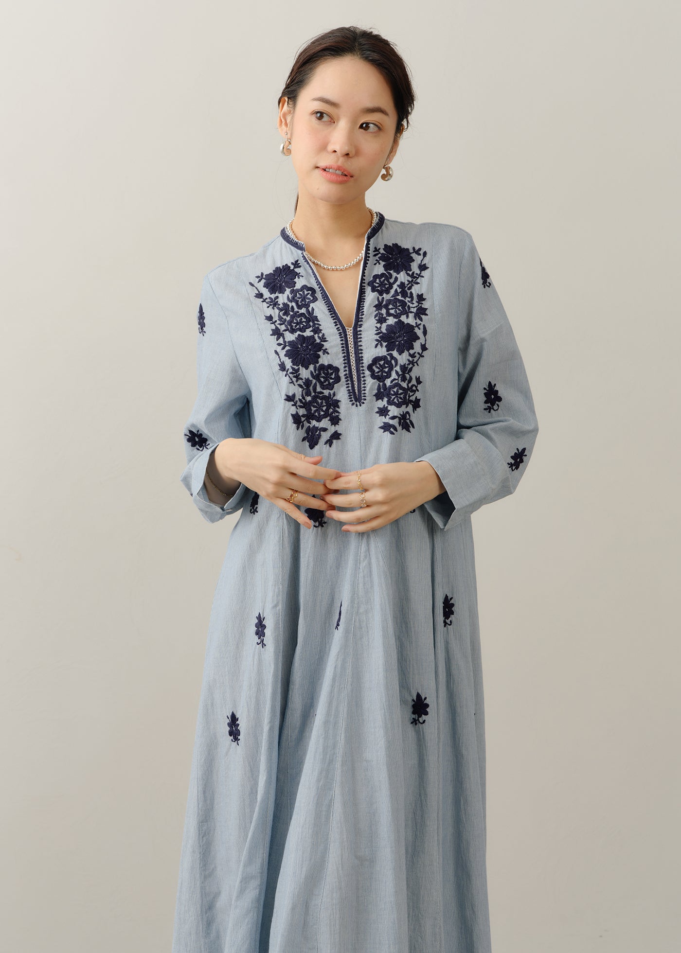 Chikan Embroidery Panel Dress