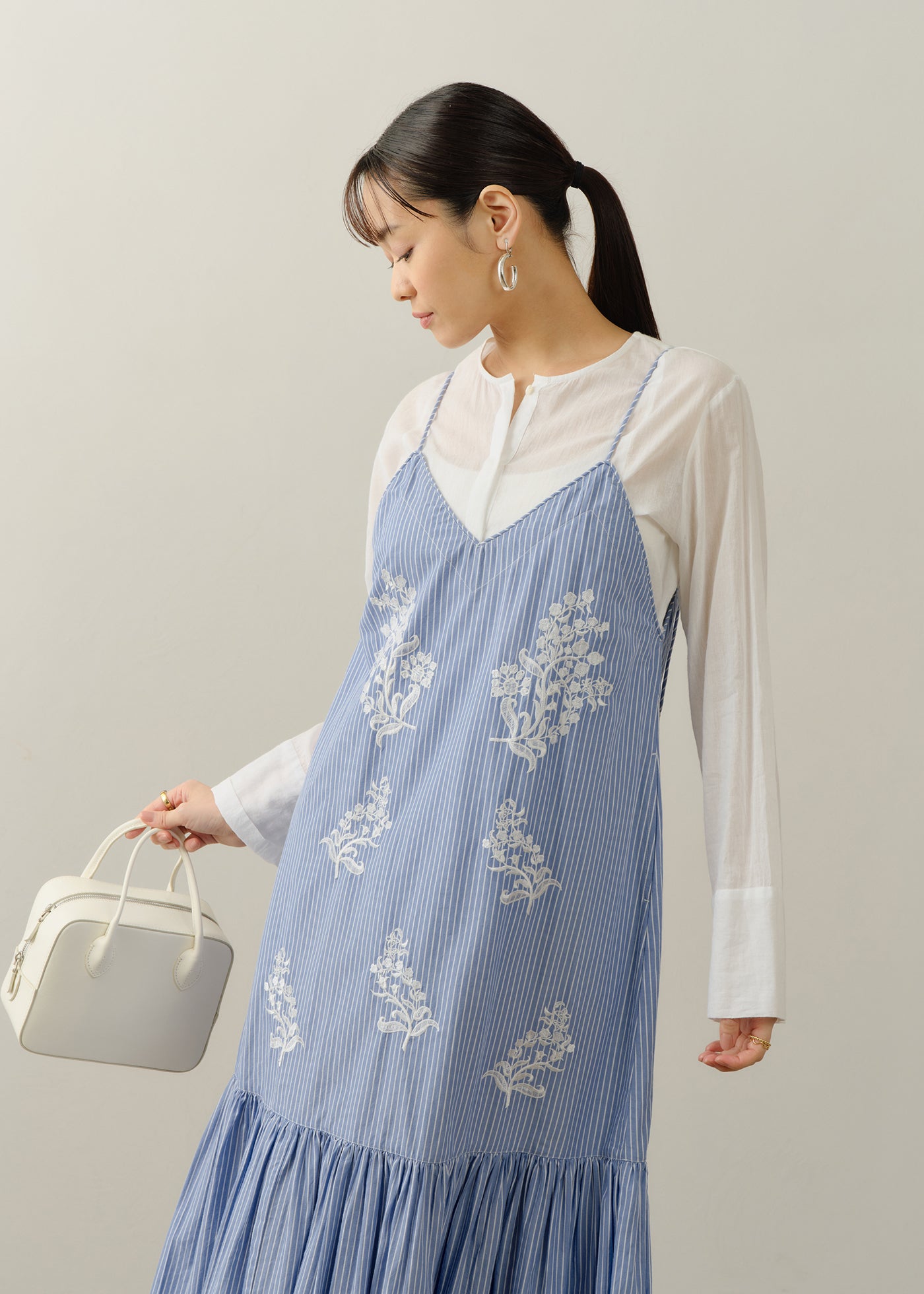 Cotton Poplin Mimosa Embroidery Cami Dress | Pasand by ne Quittez