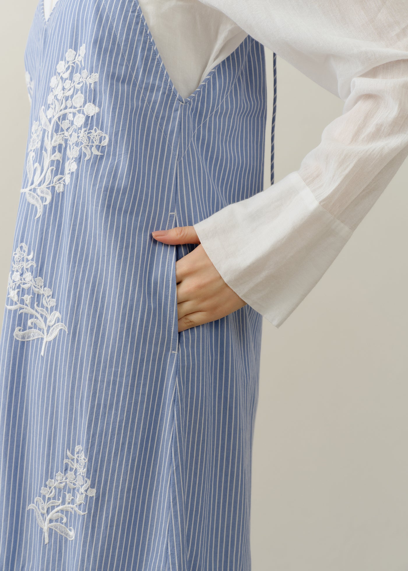 Cotton Poplin Mimosa Embroidery Cami Dress