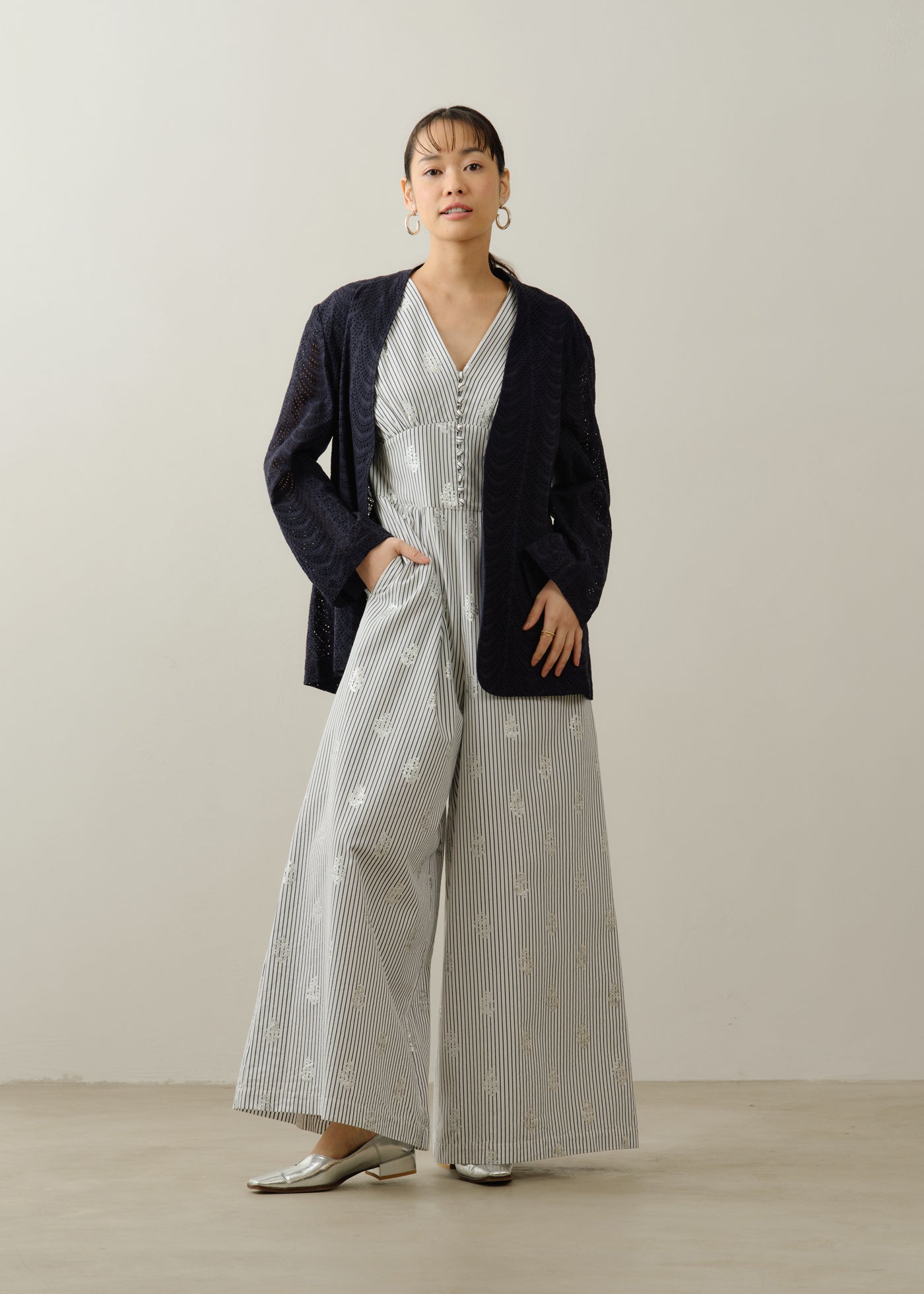 ne Quittez pas ヌキテパ ポプリンビオラプリント オールインワン Poplin Foil Print All In One | Pasand by ne Quittez pas | パサン