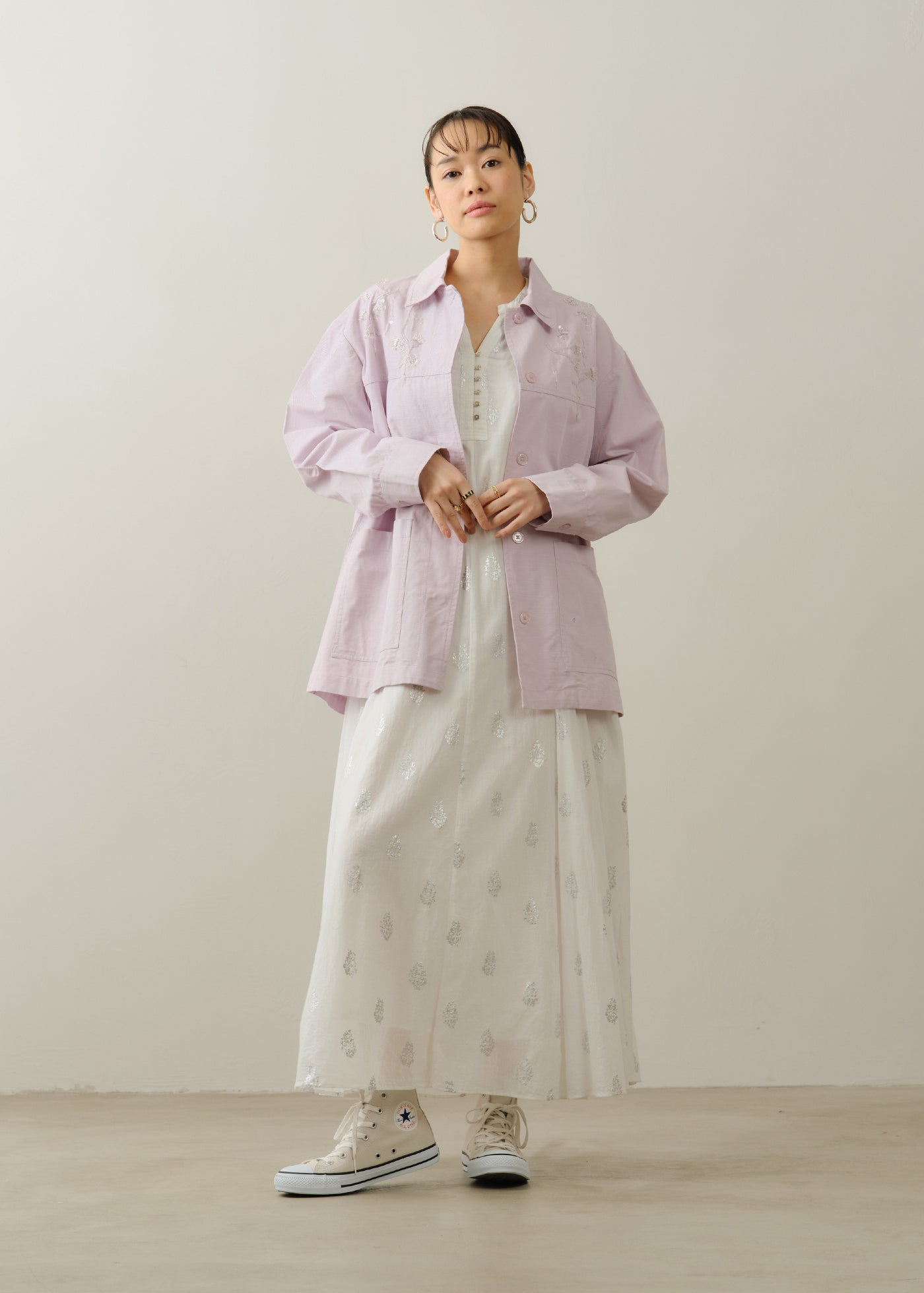 Cotton Voile Foil Flower Print Sleeve Dress | Pasand by ne Quittez