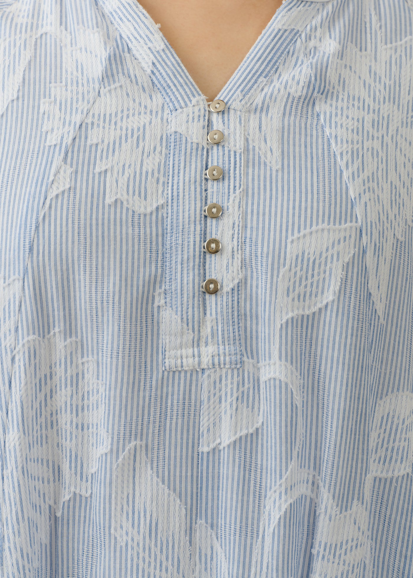 Cotton Stripe Flower Jacquard Flare Dress