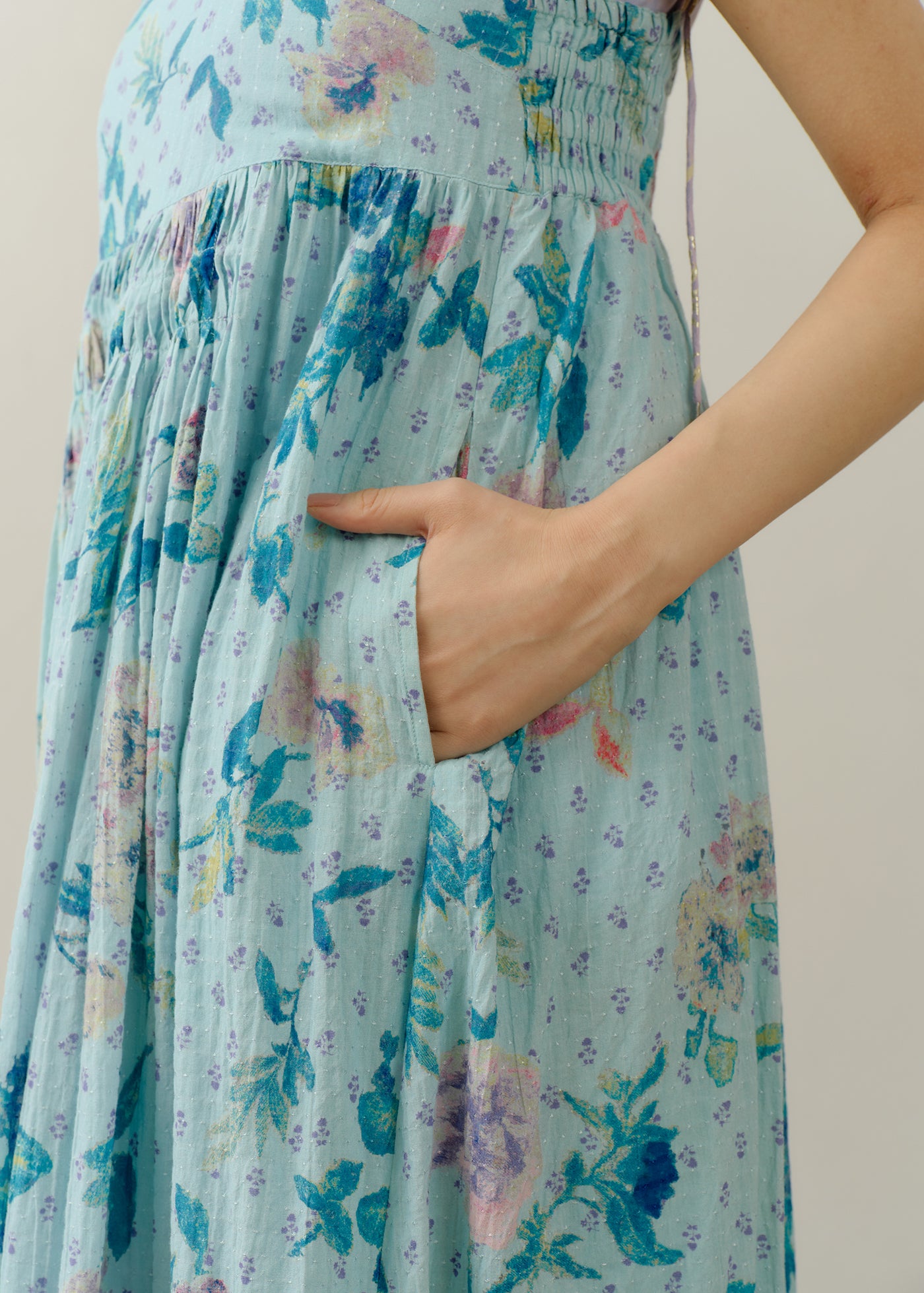 Dot Dobby Bouquet Print Cami Dress