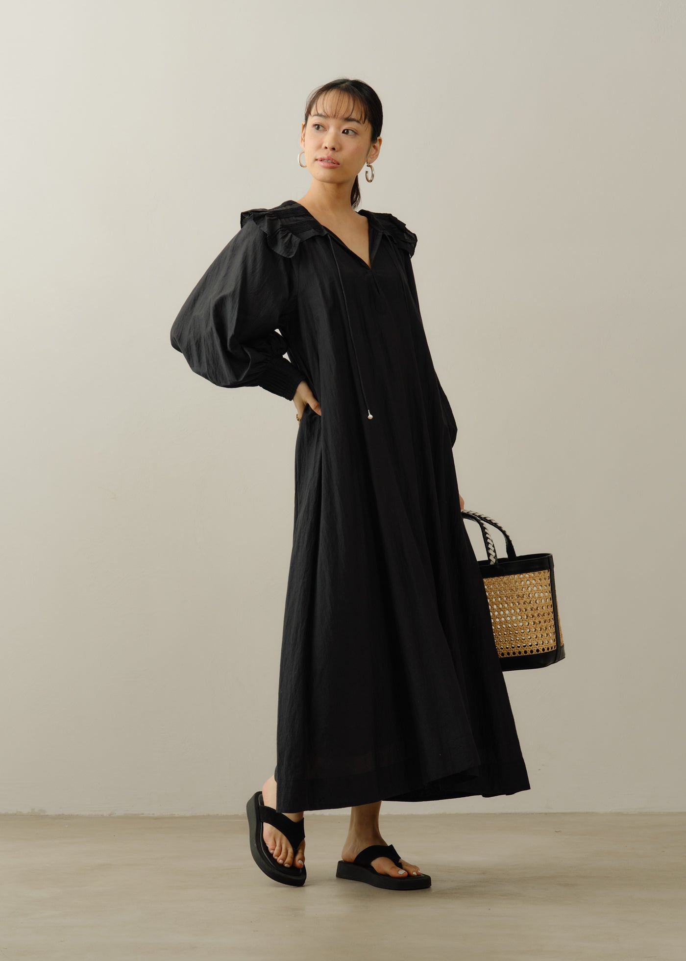 Cotton Silk Pintuck Collar Dress | Pasand by ne Quittez pas