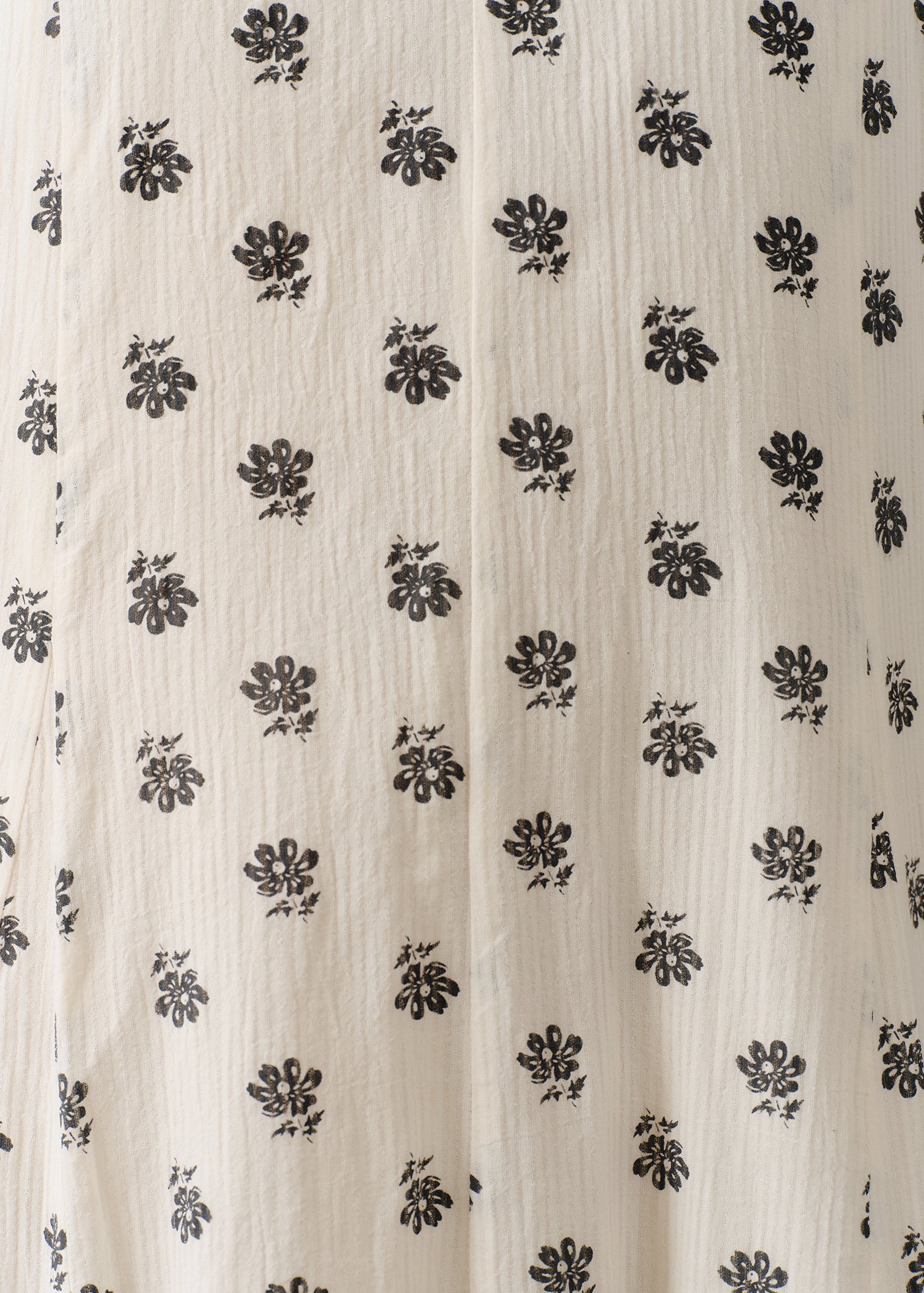 【5月上旬お届け予定】Cotton Dobby Stripe Anemone Print Gather Sleeve Dress