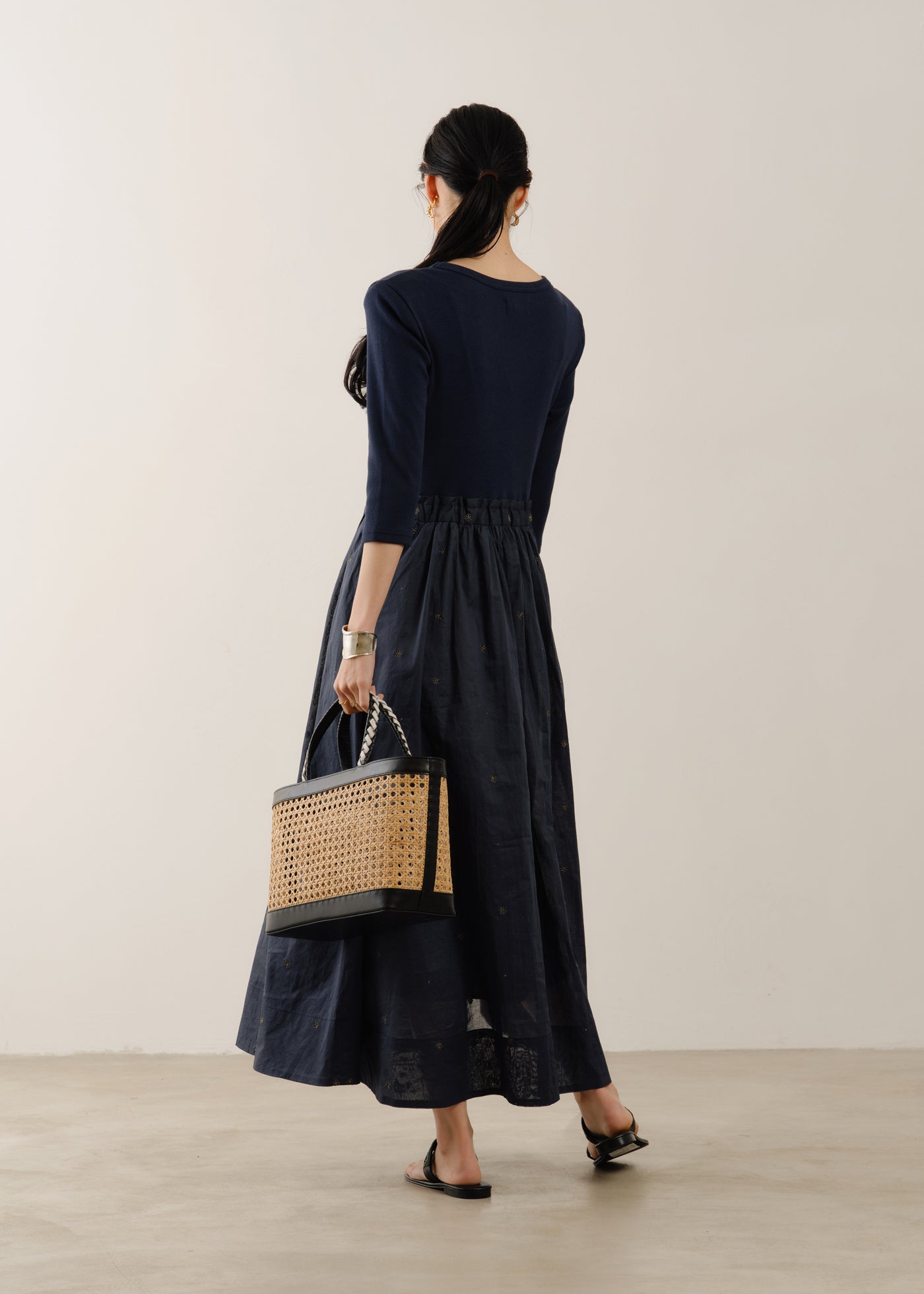 Cotton Organza Embroidery Rib Combi Dress | Pasand by ne Quittez