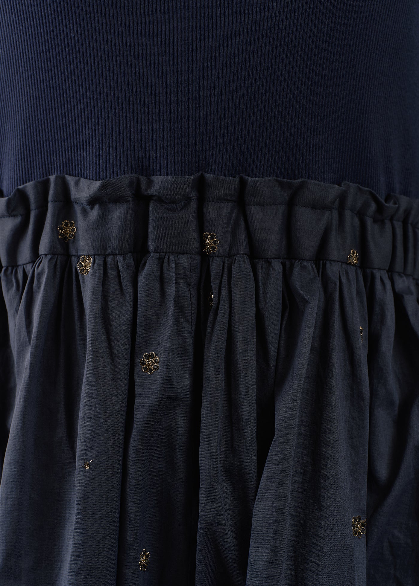 Cotton Organza Embroidery Rib Combi Dress