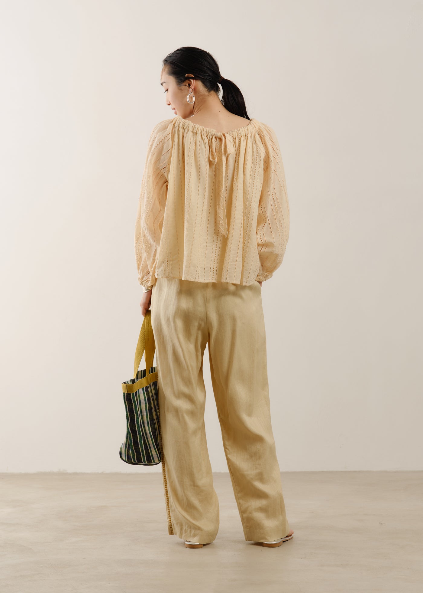 Cotton Organza Ladder Cifre Off Shoulder Top | Pasand by ne