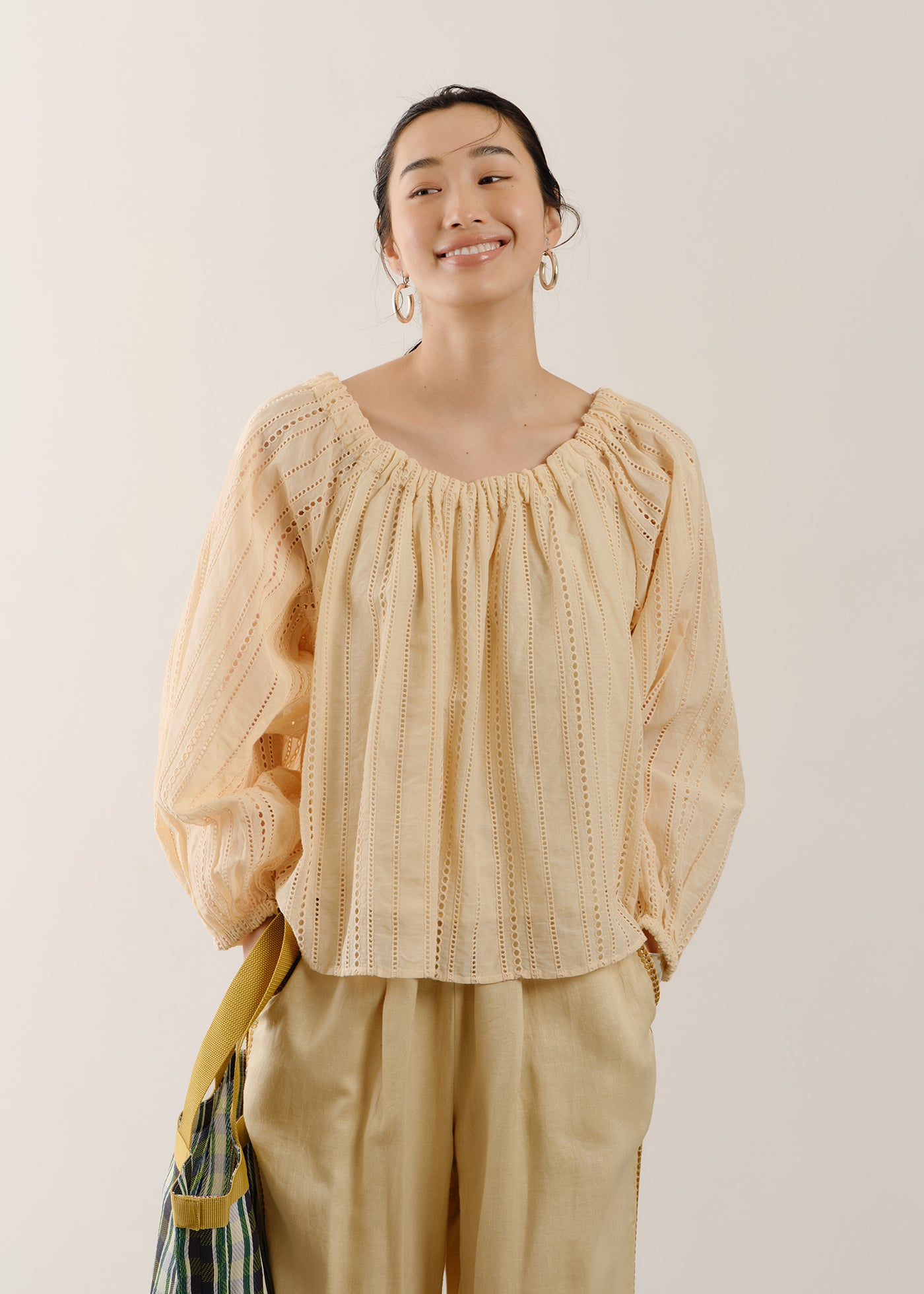Cotton Organza Ladder Cifre Off Shoulder Top | Pasand by ne