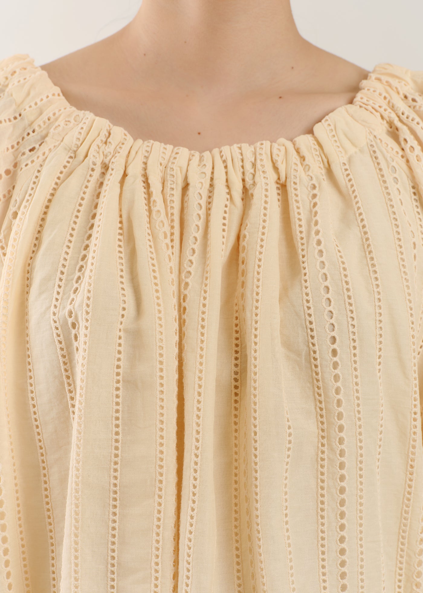 Cotton Organza Ladder Cifre Off Shoulder Top