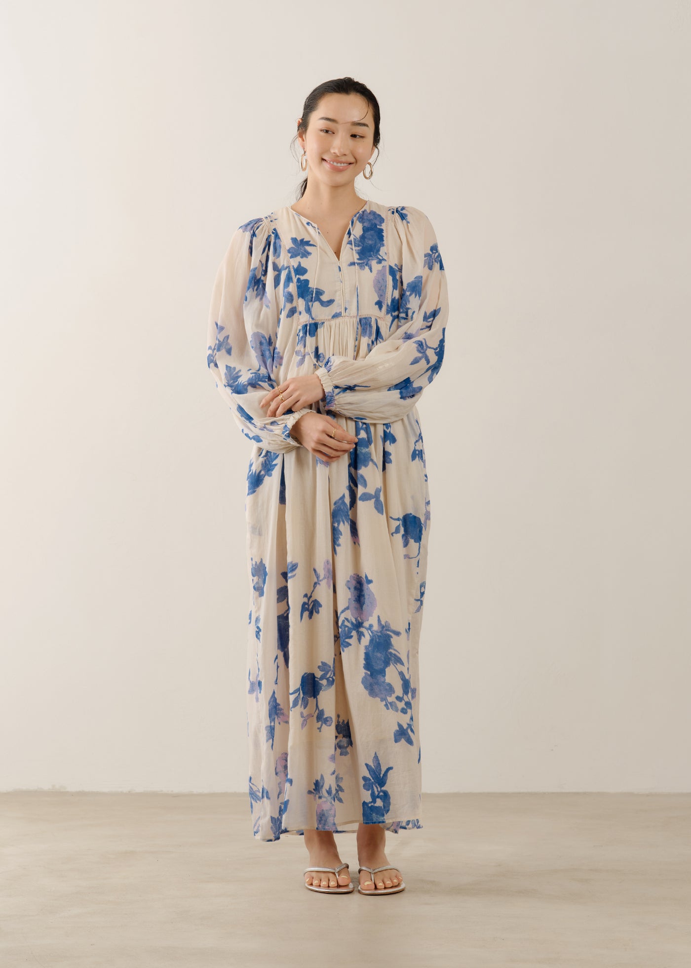 Cotton Voile Rose Print Hand Smocking Dress | Pasand by ne Quittez