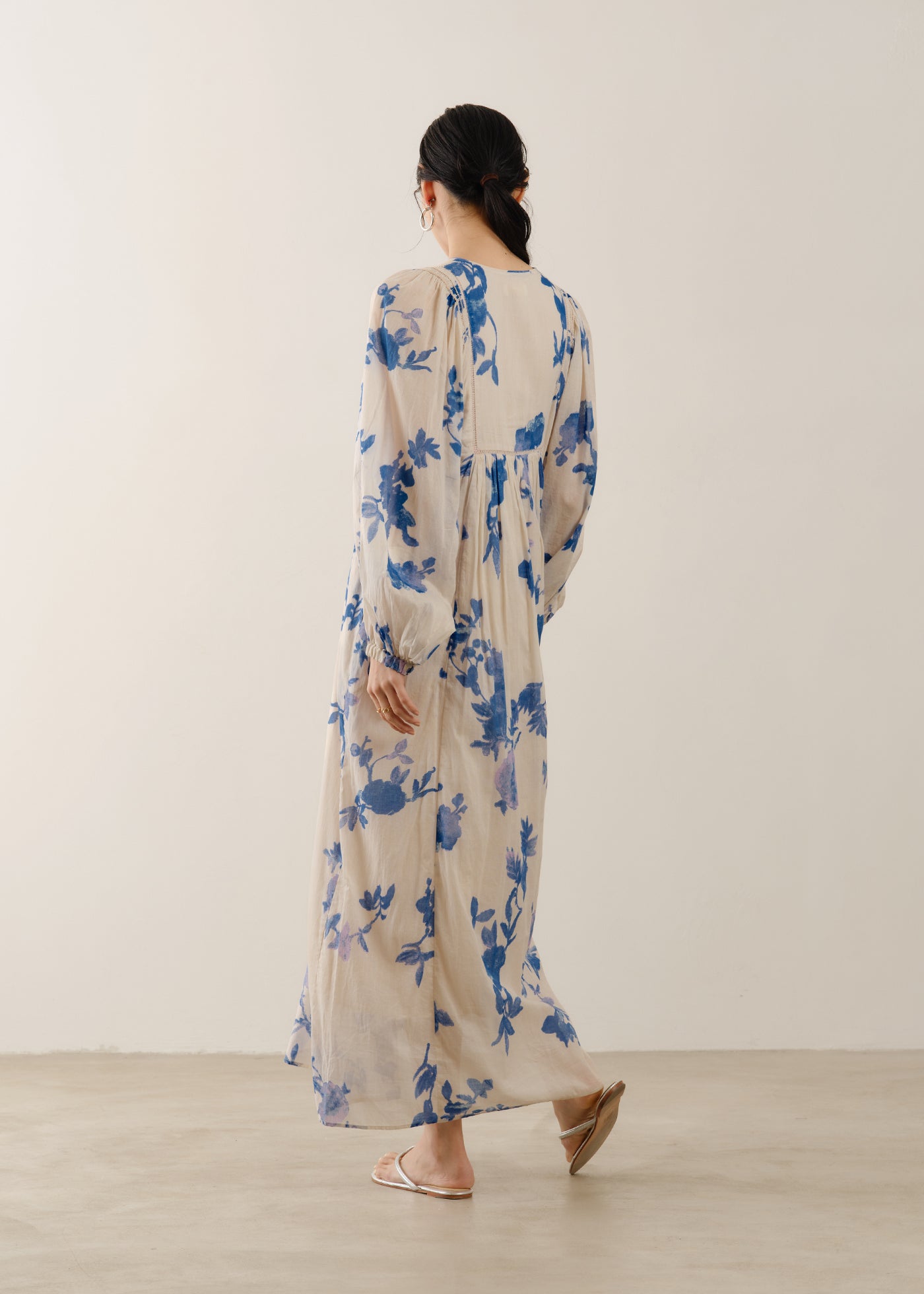 Cotton Voile Rose Print Hand Smocking Dress | Pasand by ne Quittez