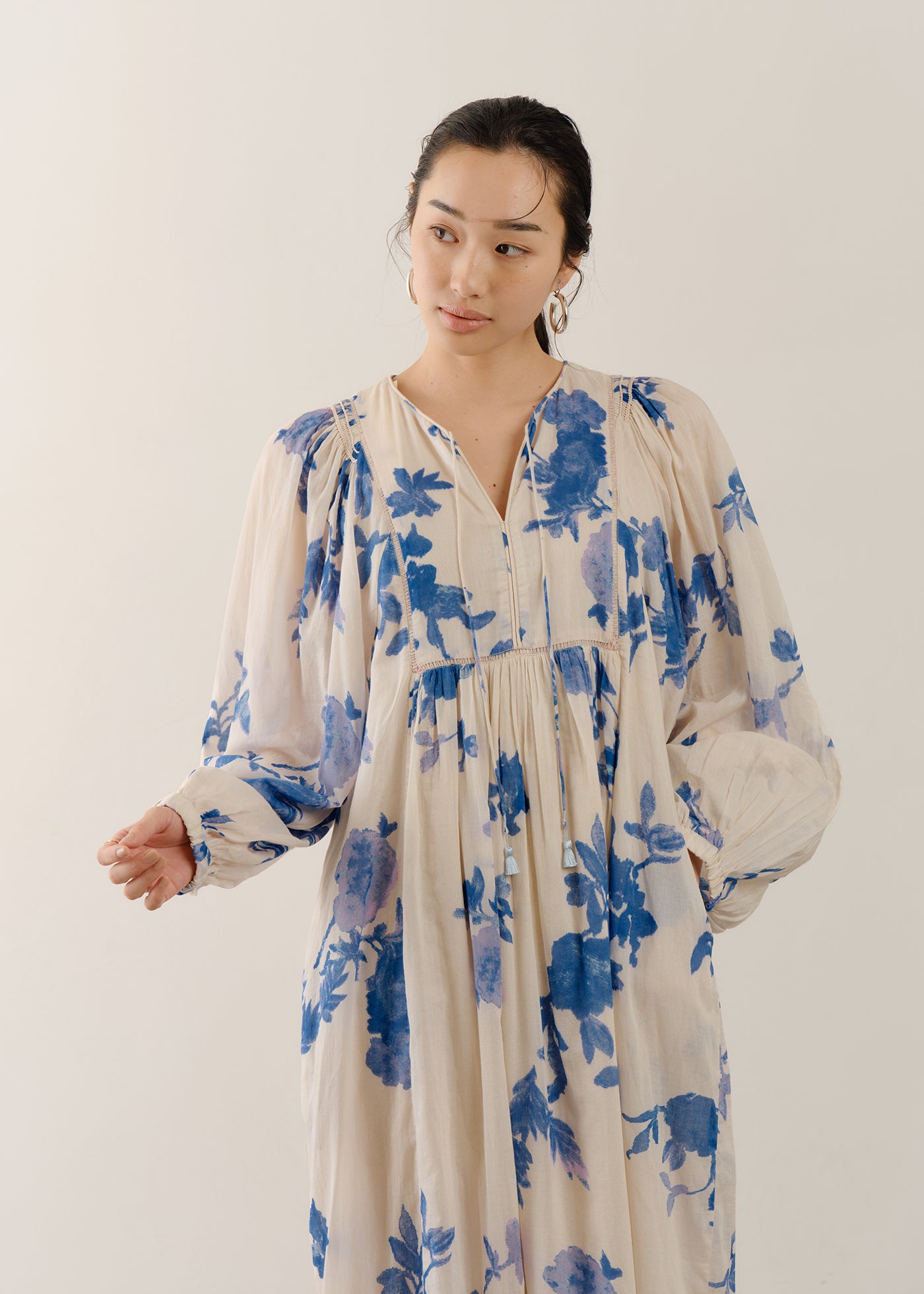 Cotton Voile Rose Print Hand Smocking Dress | Pasand by ne Quittez