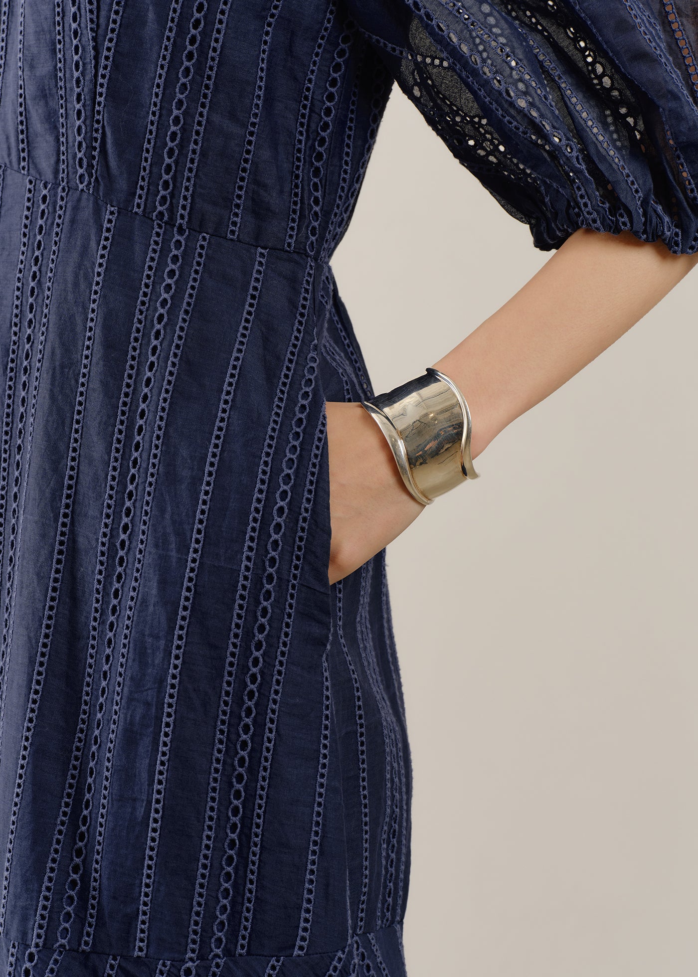 Cotton Organza Ladder Cifre Flare Dress