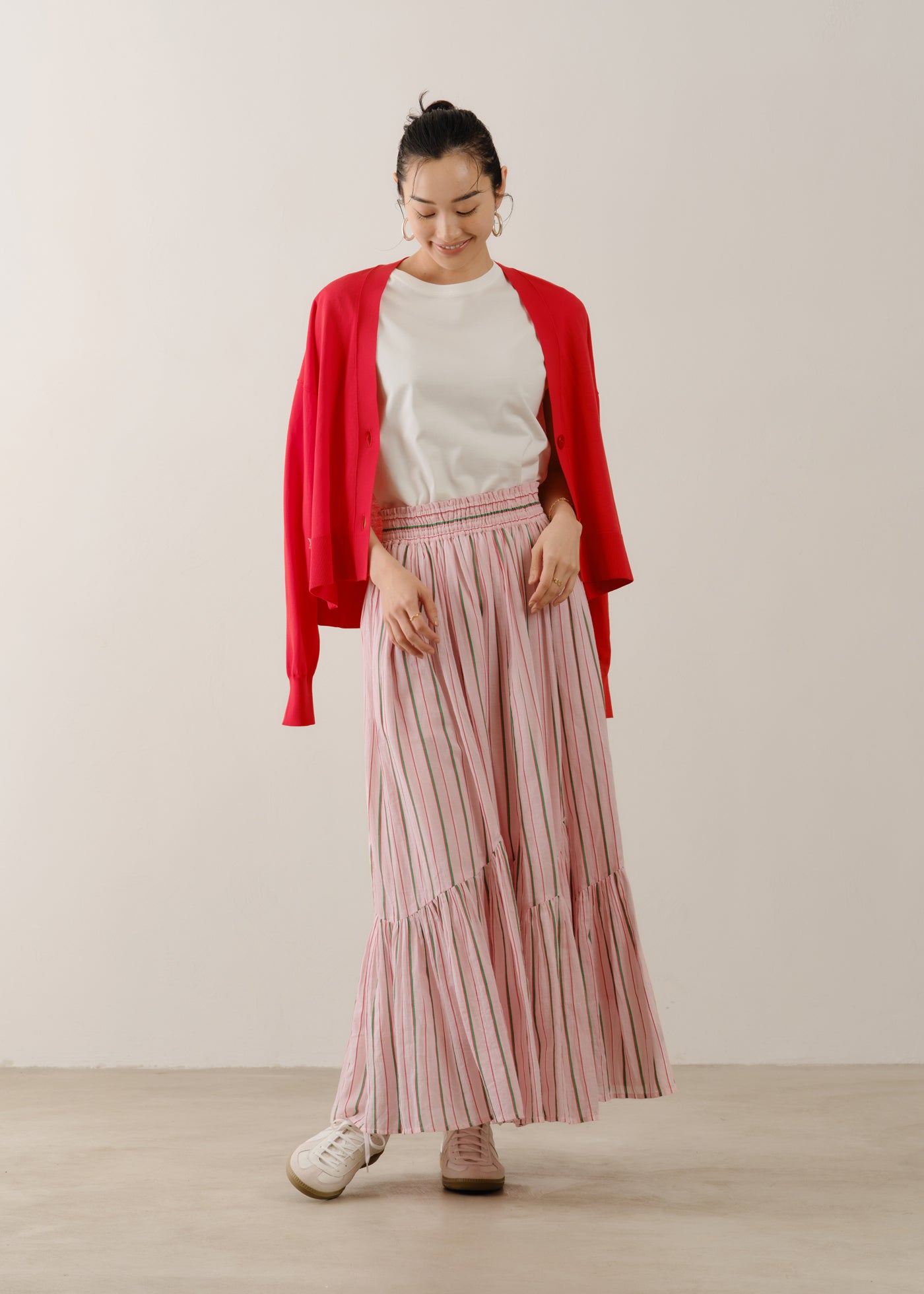 Cotton Voile Stripe Slant Panel Skirt | Pasand by ne Quittez pas