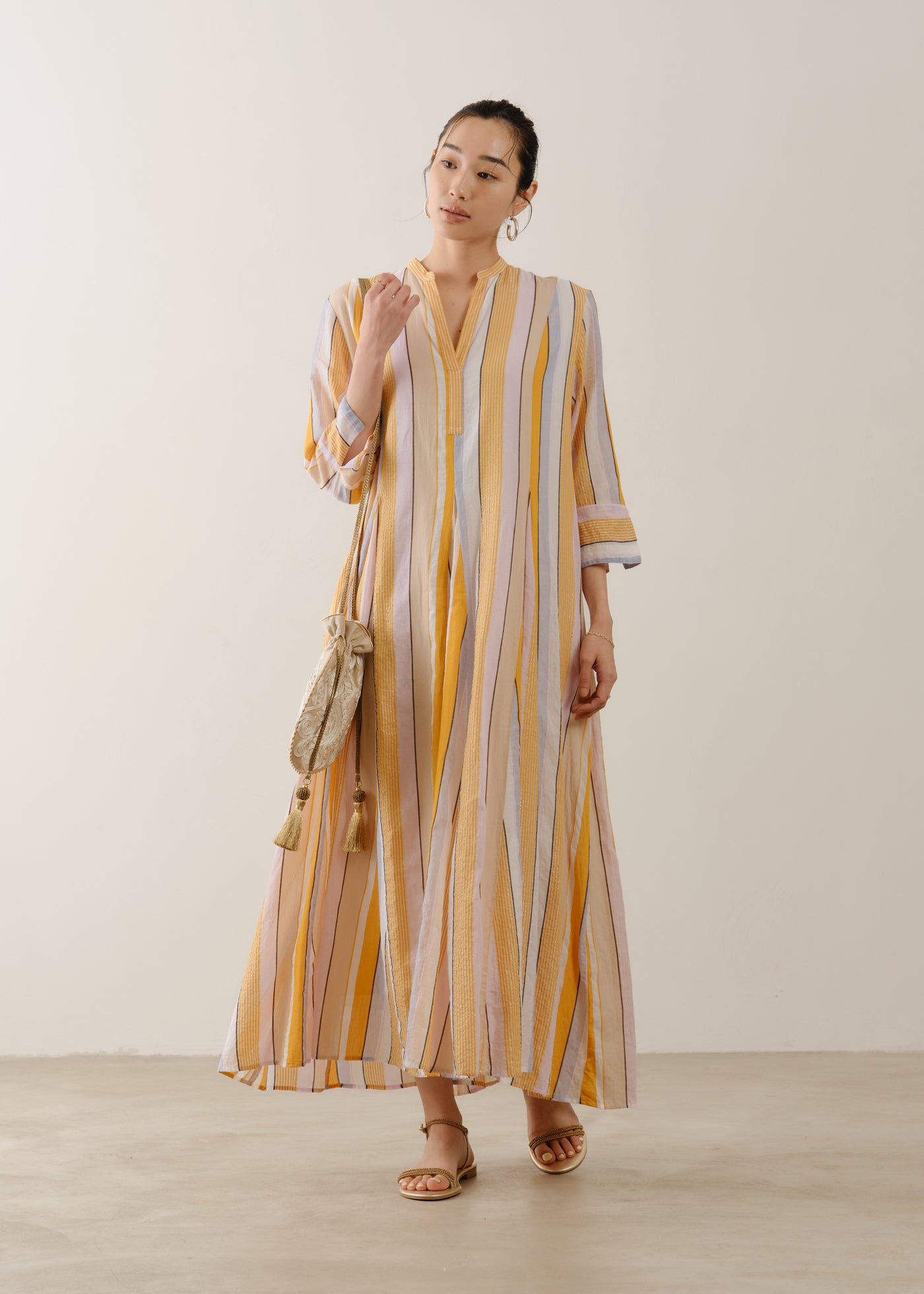 Cotton Voile Stripe Panel Dress | Pasand by ne Quittez pas
