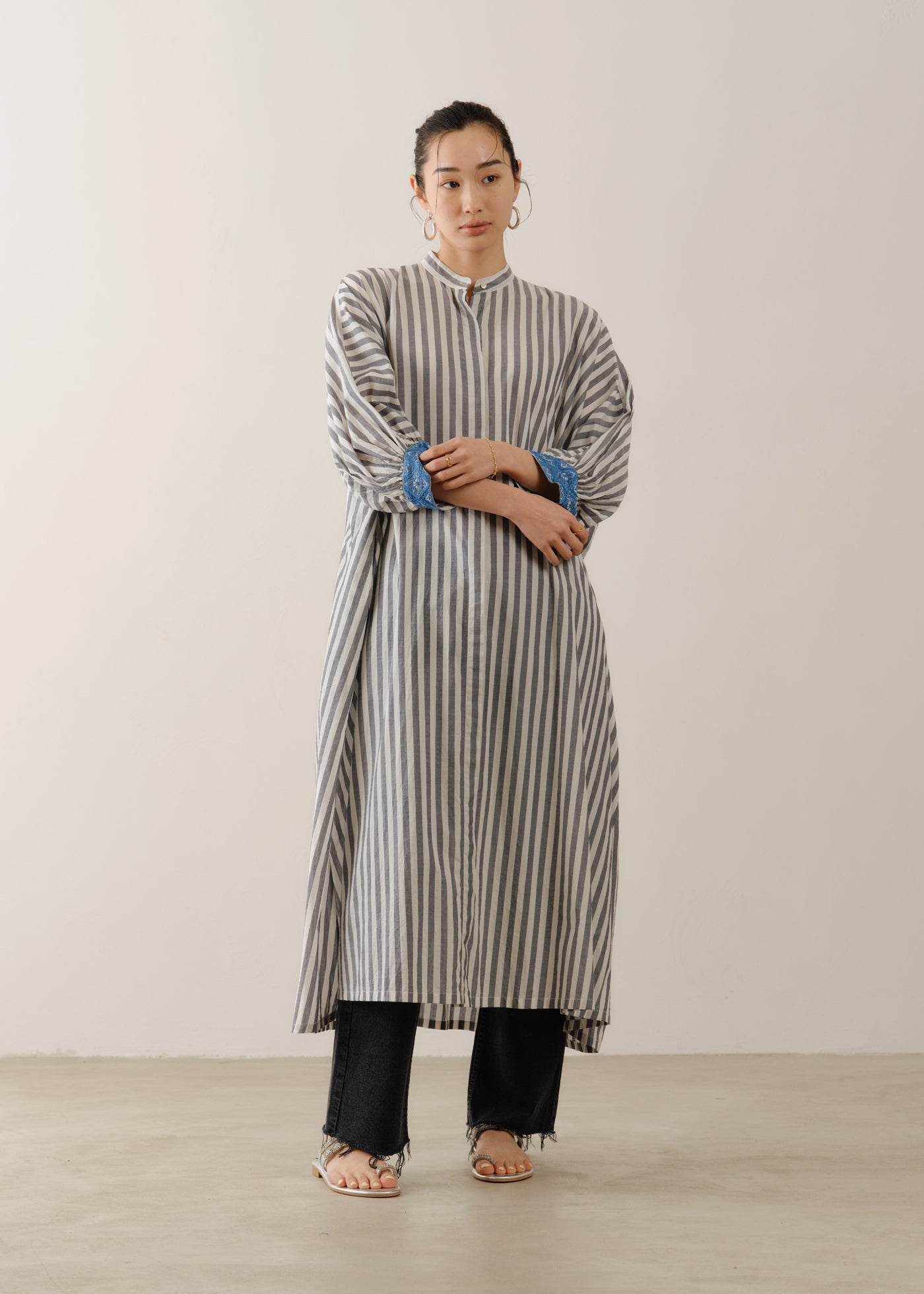 オンラインストア限定】 Poplin Stripe Shirts Dress | Pasand by ne