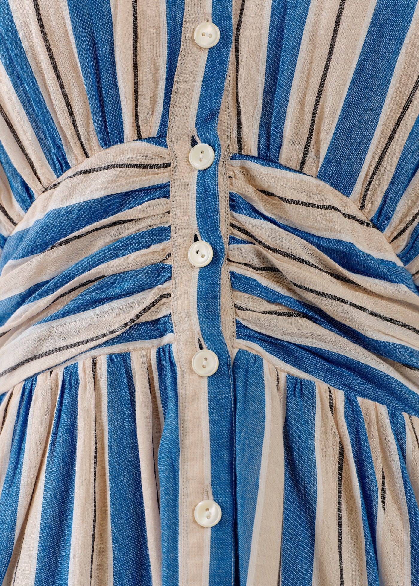 【3/4 10時発売】Cotton Voile Stripe Waist Gather Dress