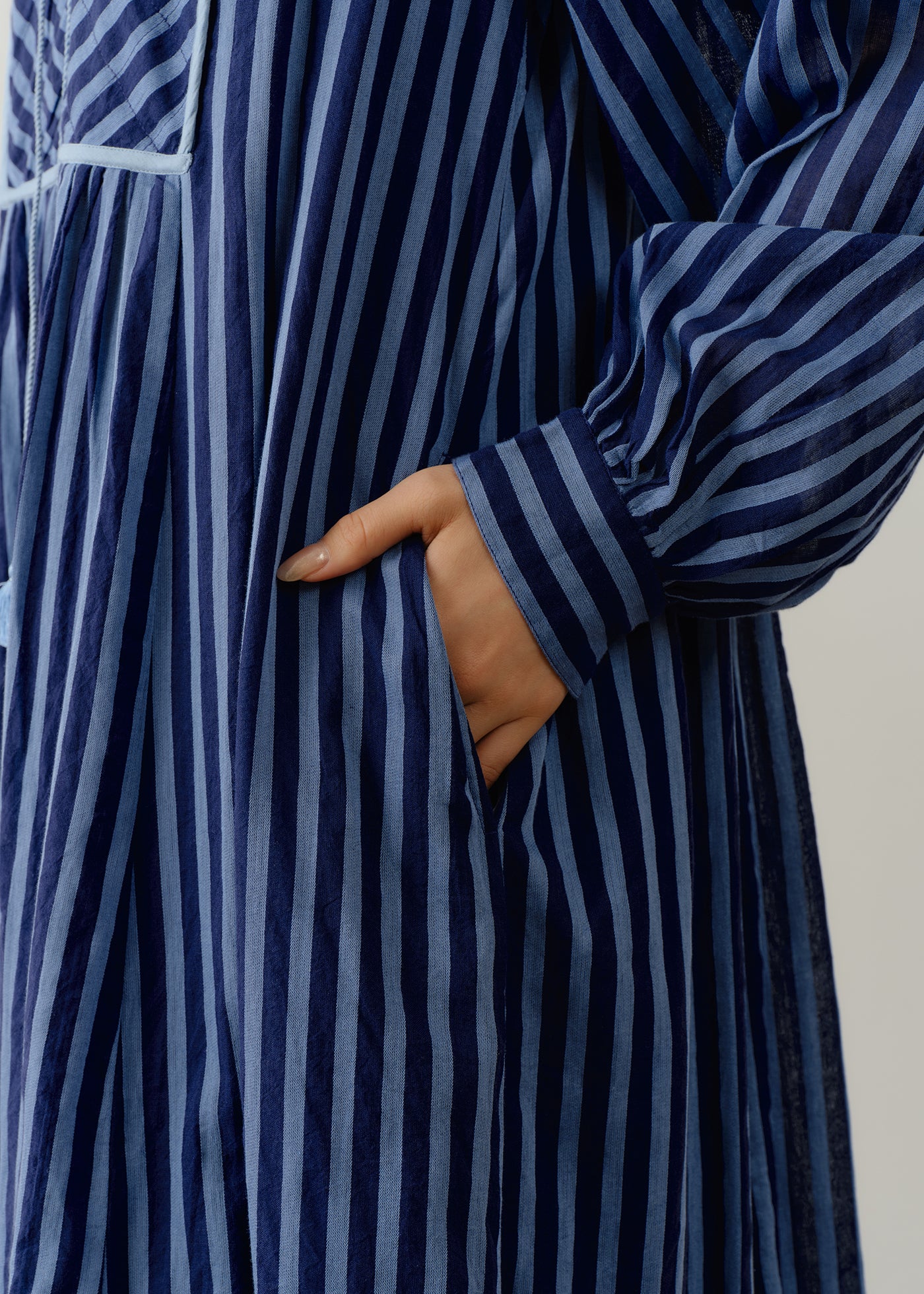 Cotton Voile Stripe Gather Dress