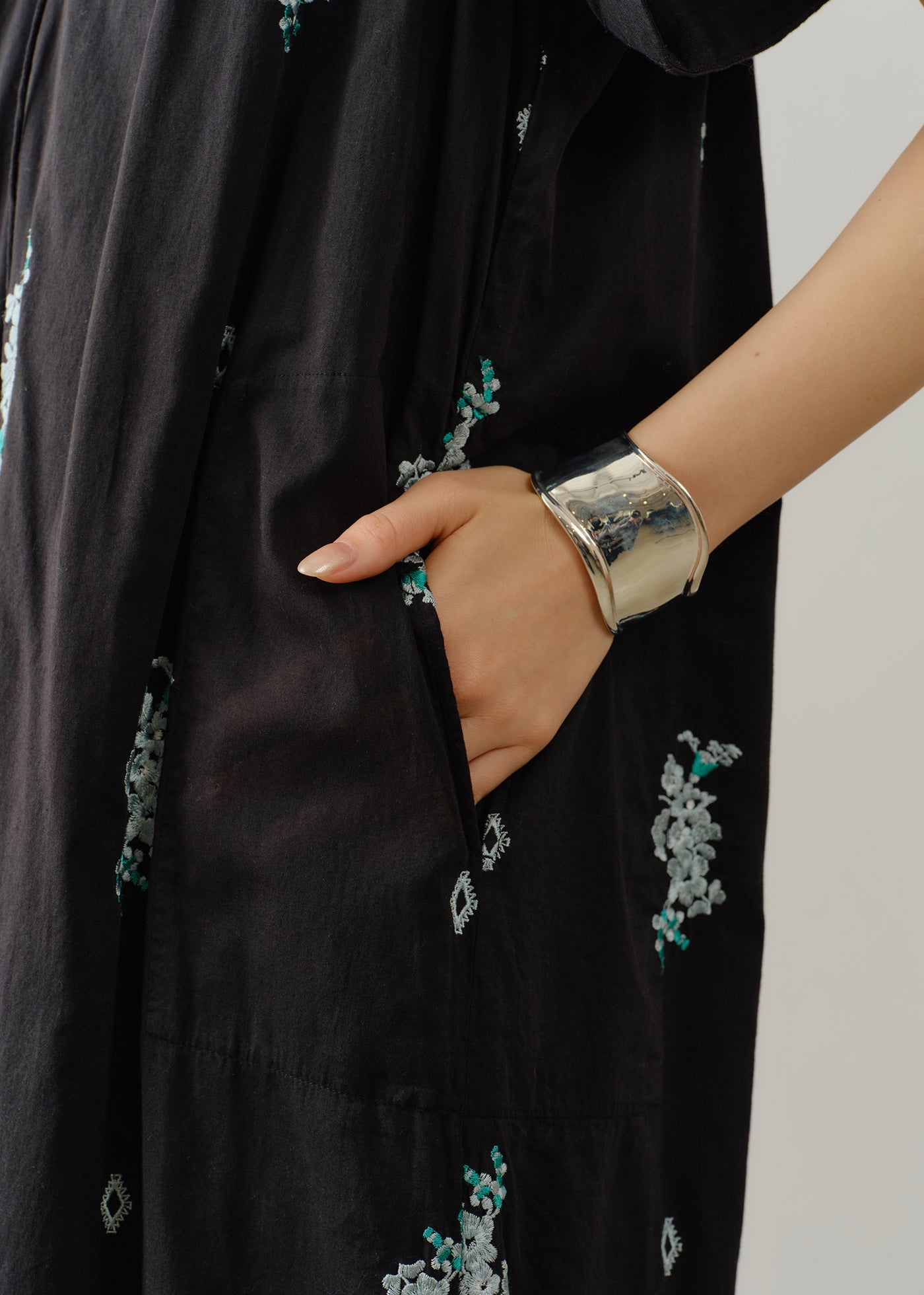 Cotton Voile Jasmine Embroidery Short Sleeve Dress