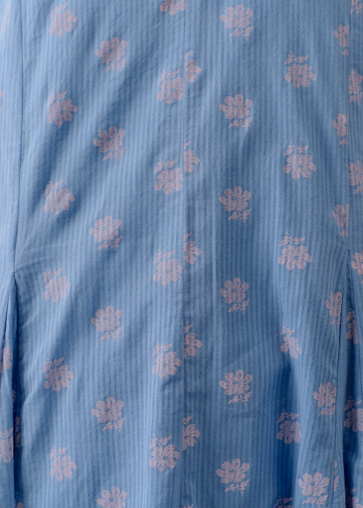 Cotton Dobby Stripe Anemone Print Gather Sleeve Dress