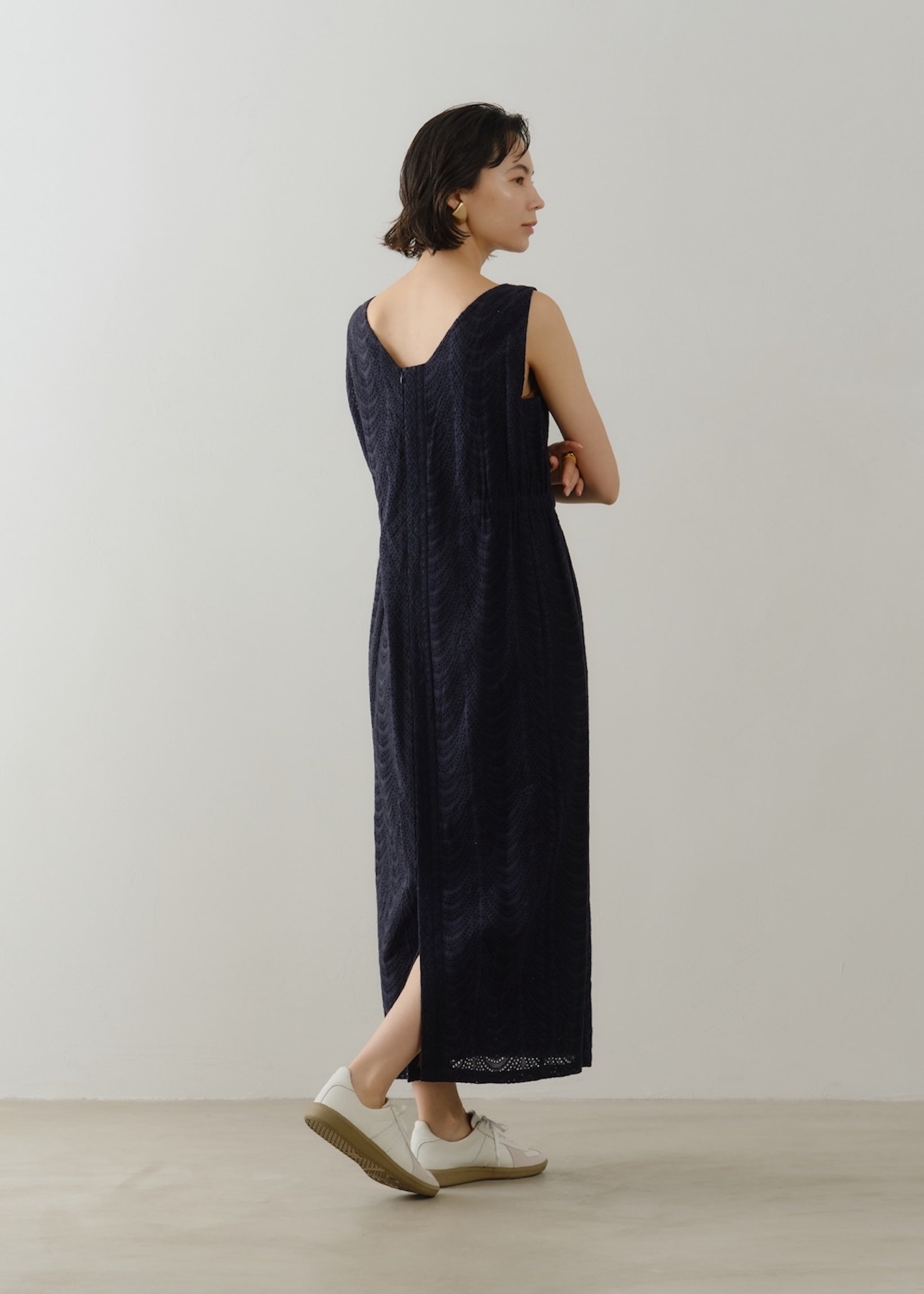 Cotton Voile Neem Cifre Embroidery Sleeveless Dress | Pasand by ne