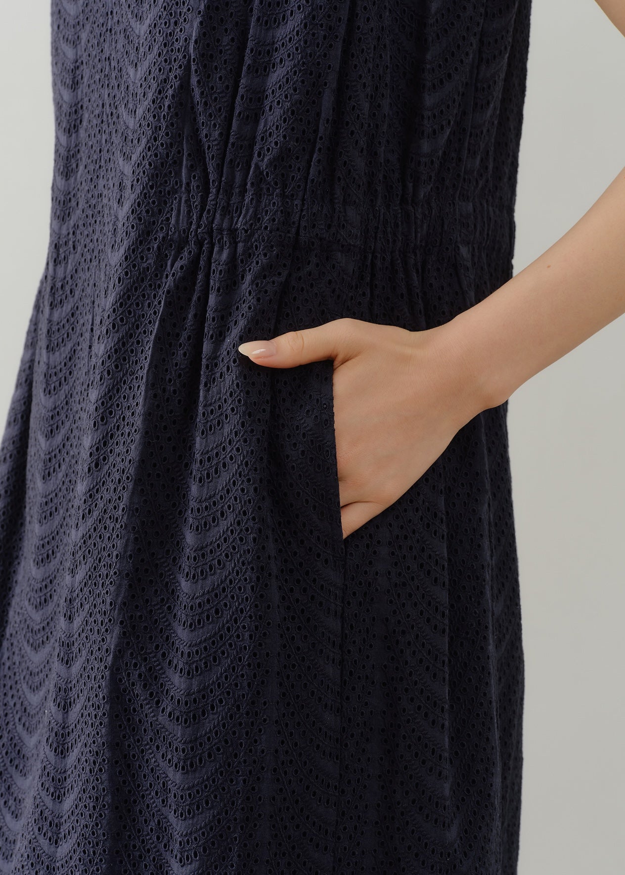 Cotton Voile Neem Cifre Embroidery Sleeveless Dress