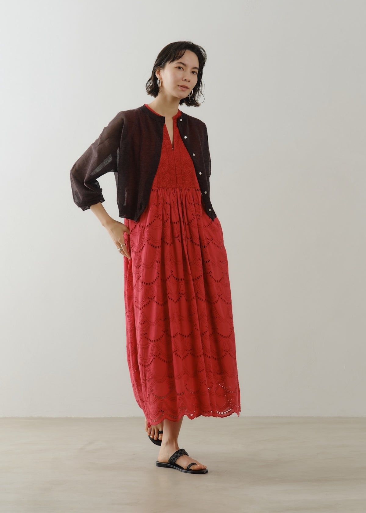 Cotton Voile Dot Hemla No Sleeve Dress