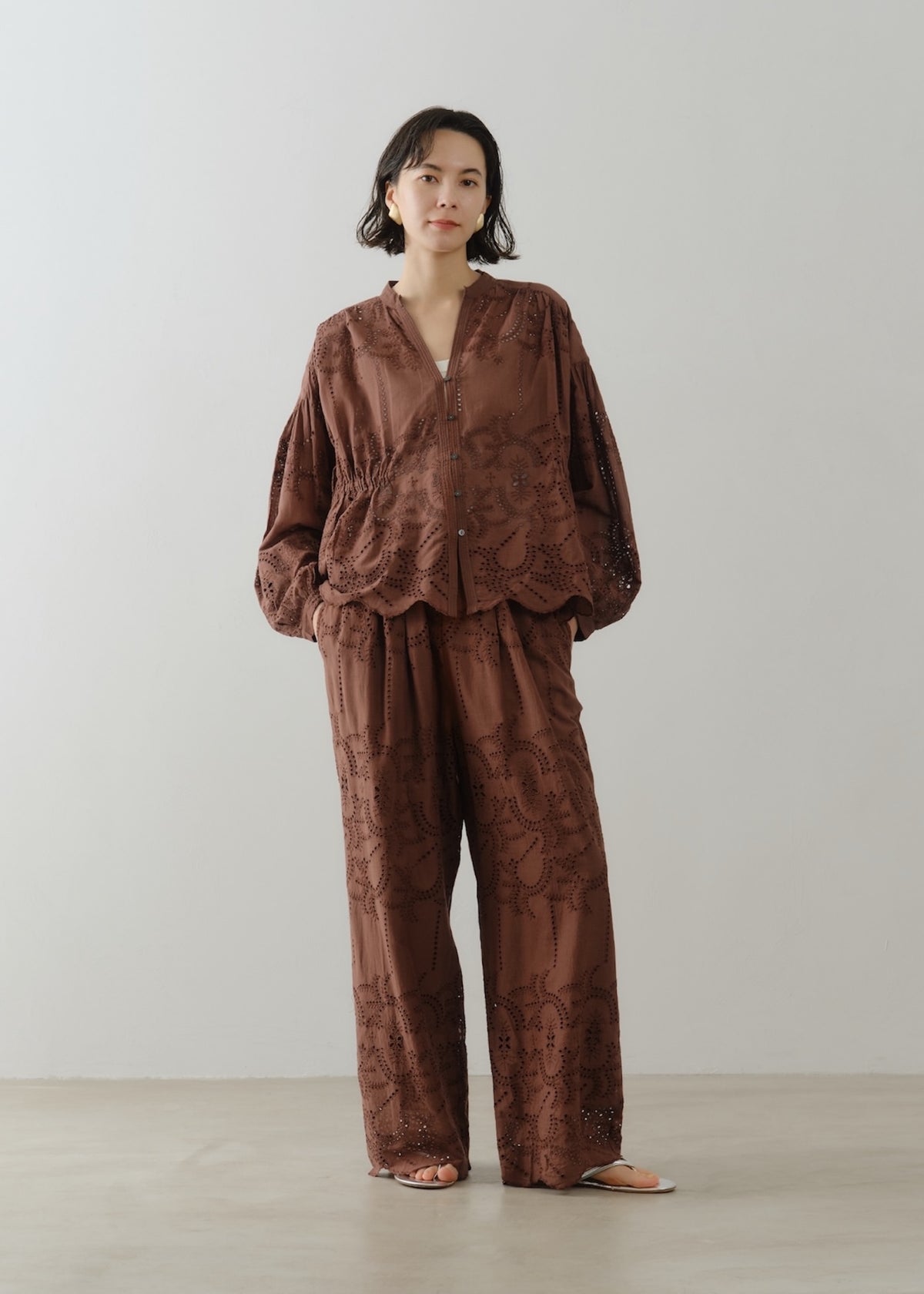 Cotton Voile Lupine Cifre Gather Blouse