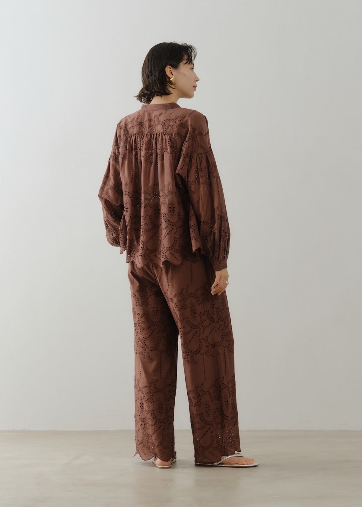 Cotton Voile Lupine Cifre Gather Blouse