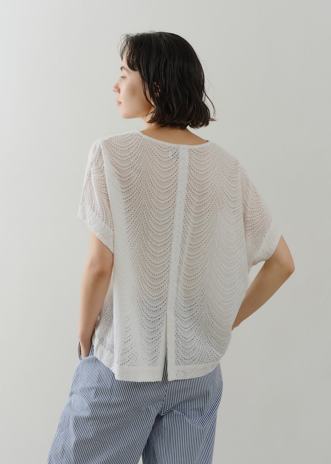 Cotton Voile Neem Cifre Embroidery Sleeveless Top | Pasand by ne