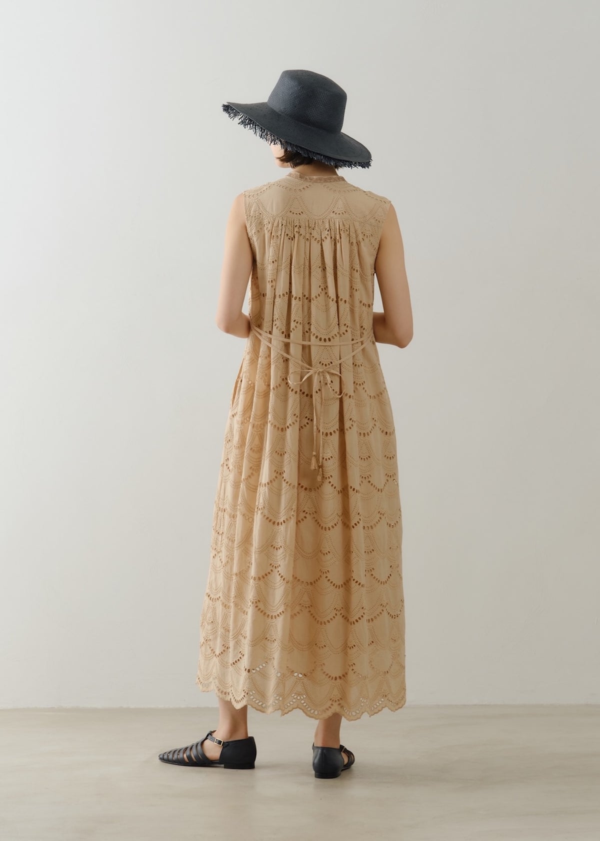 Cotton Voile Dot Hemla No Sleeve Dress