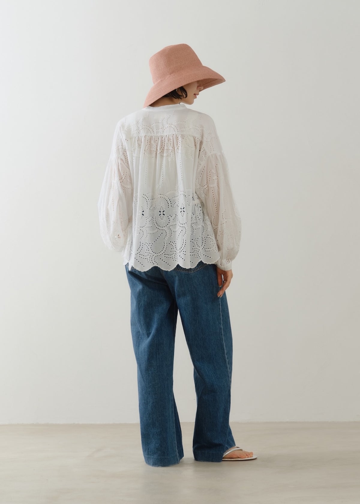 Cotton Voile Lupine Cifre Gather Blouse