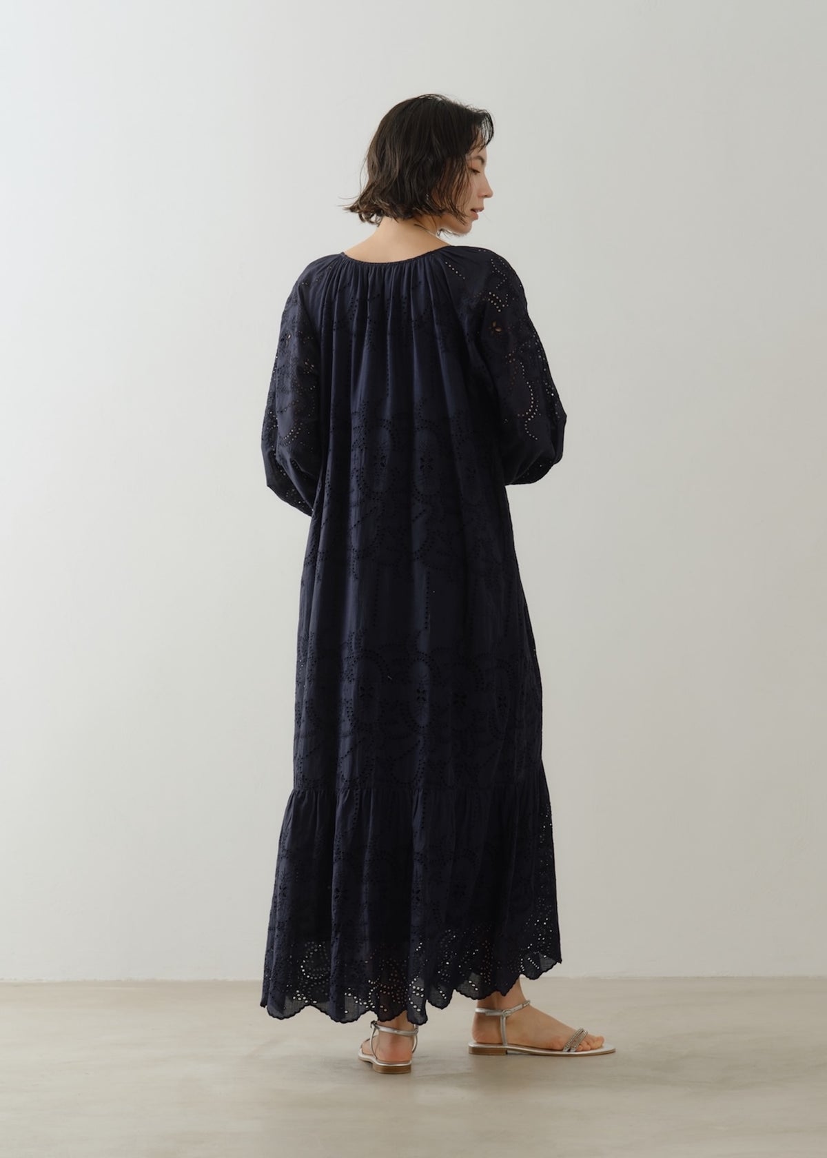 Cotton Voile Lupine Cifre Long Sleeve Dress