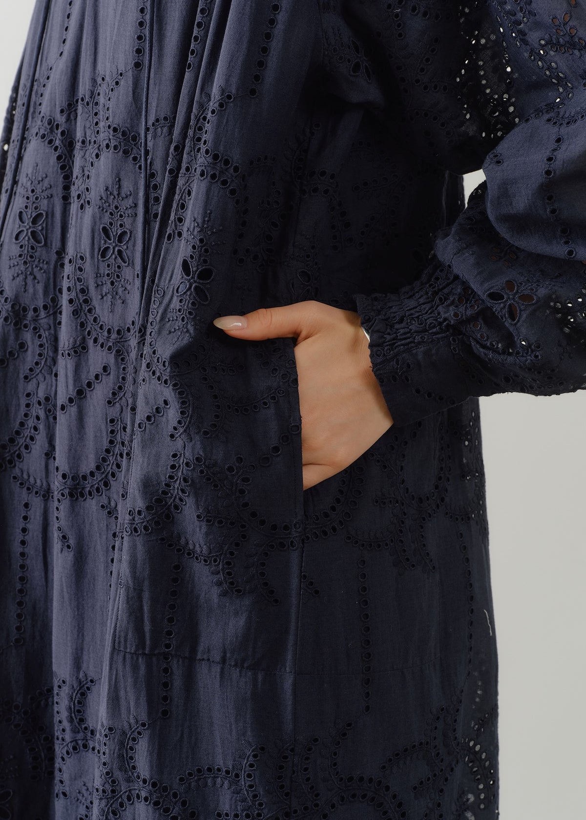 Cotton Voile Lupine Cifre Long Sleeve Dress