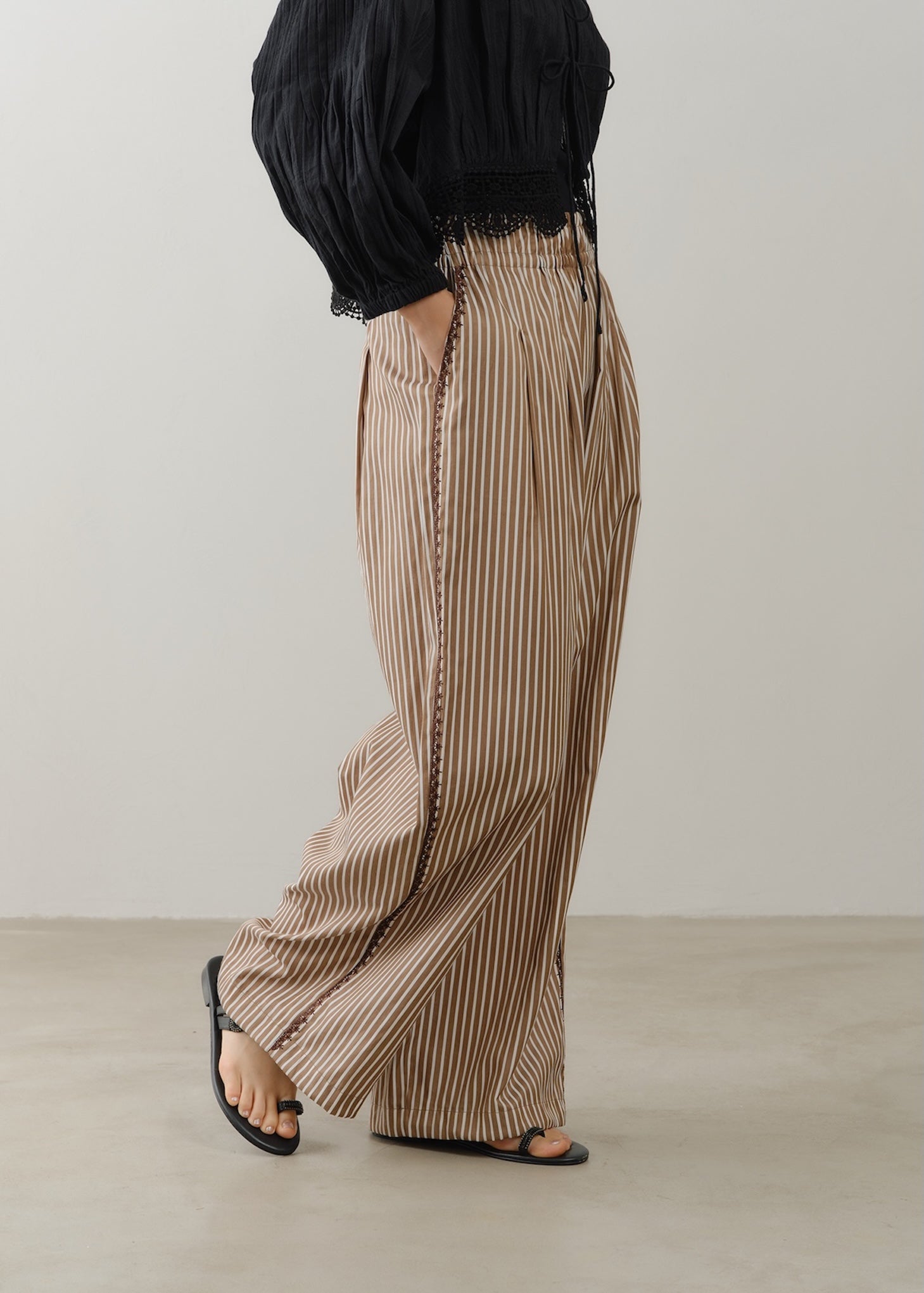 Poplin Stripe Pants | Pasand by ne Quittez pas | パサンドバイヌキテパ