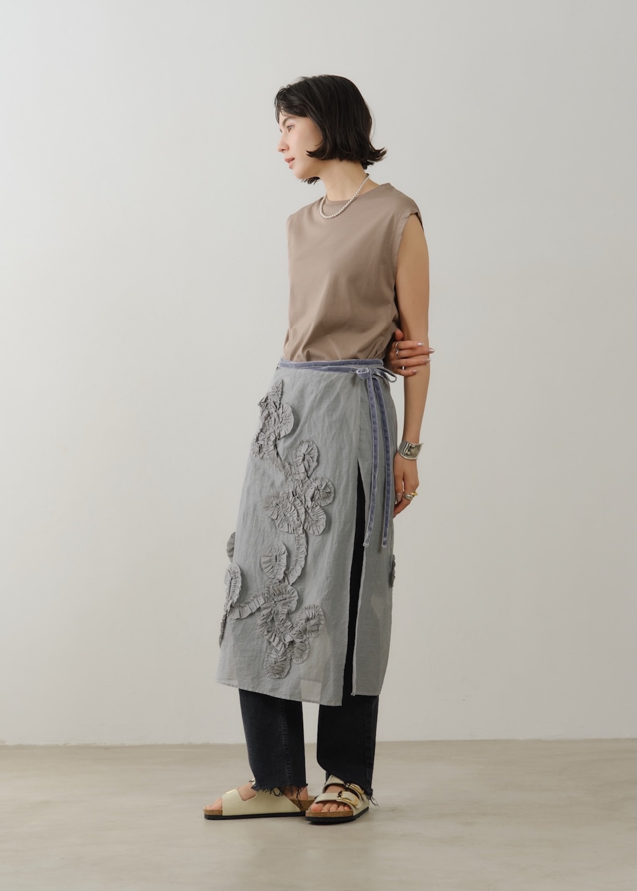 7/22 10時発売】Cotton Organza Frill Wrapped Skirt | Pasand by ne