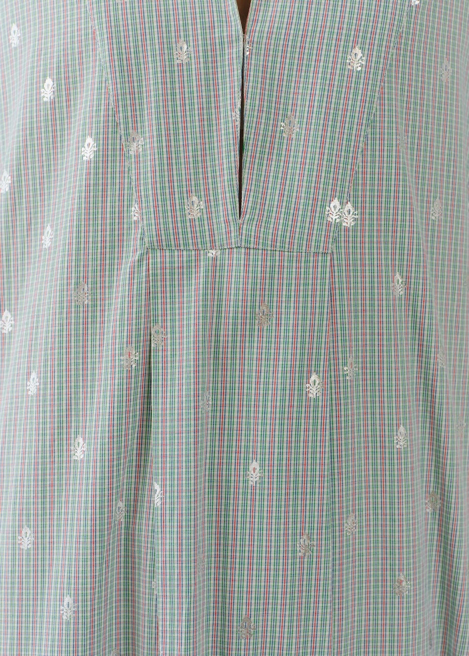 【7/8 10時発売】Poplin Check Foil Print Big Shirts Dress