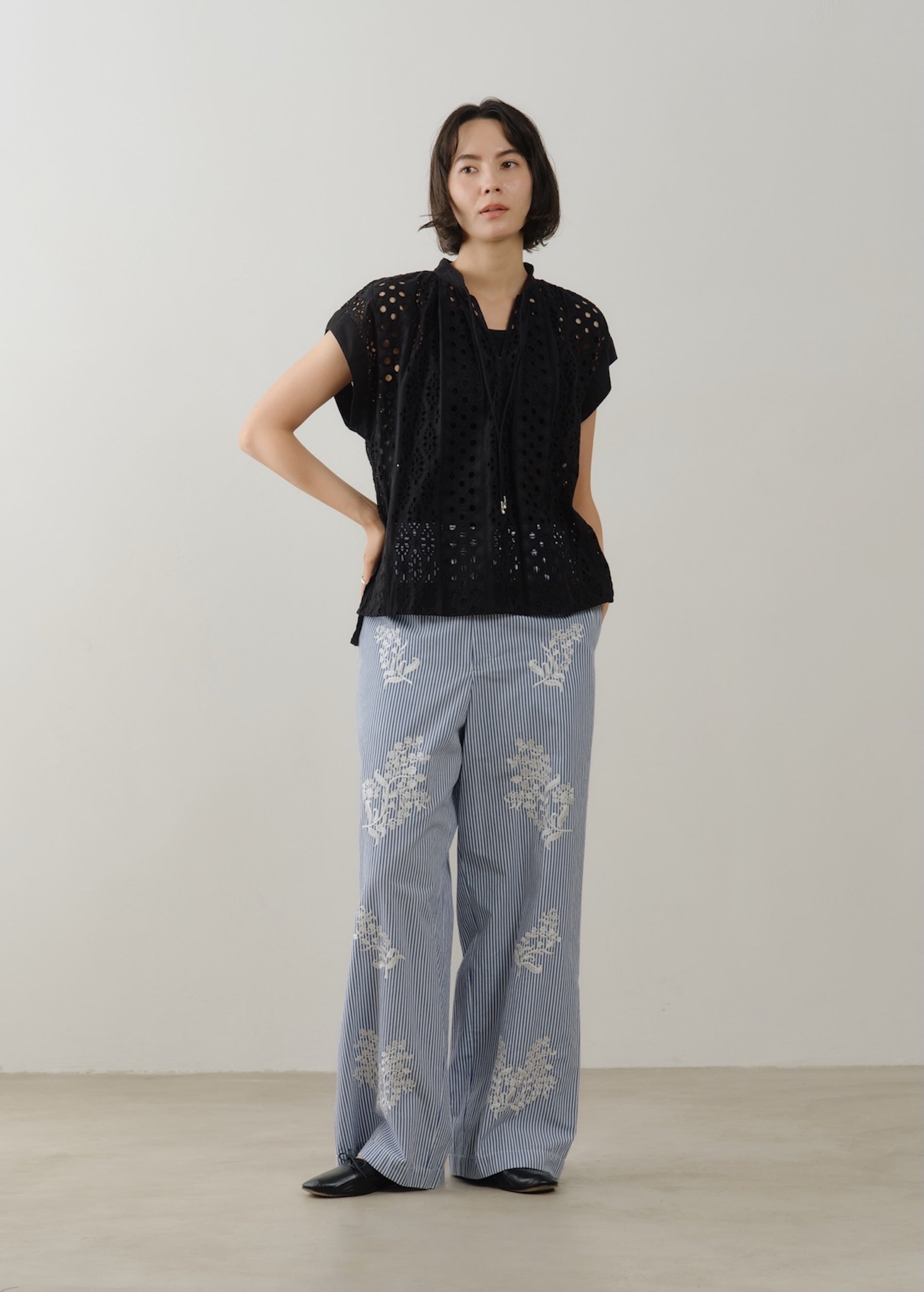 6/10 10時発売】Border Hemla French Sleeve Blouse | Pasand by ne