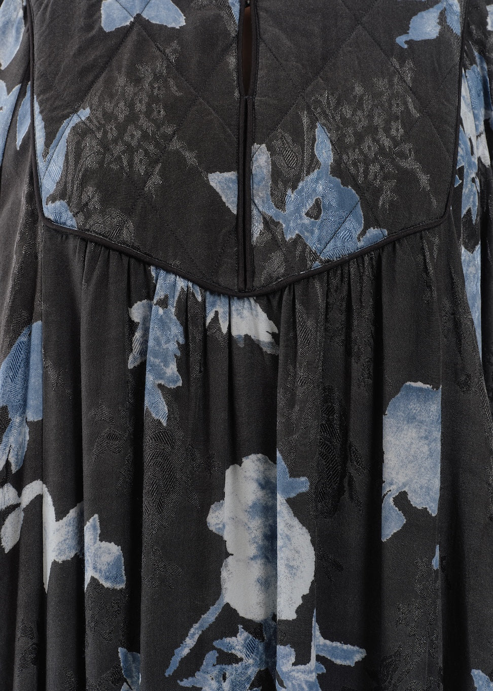 【9月下旬お届け予定】Rayon Jacquard Rose Print Yoke Dress
