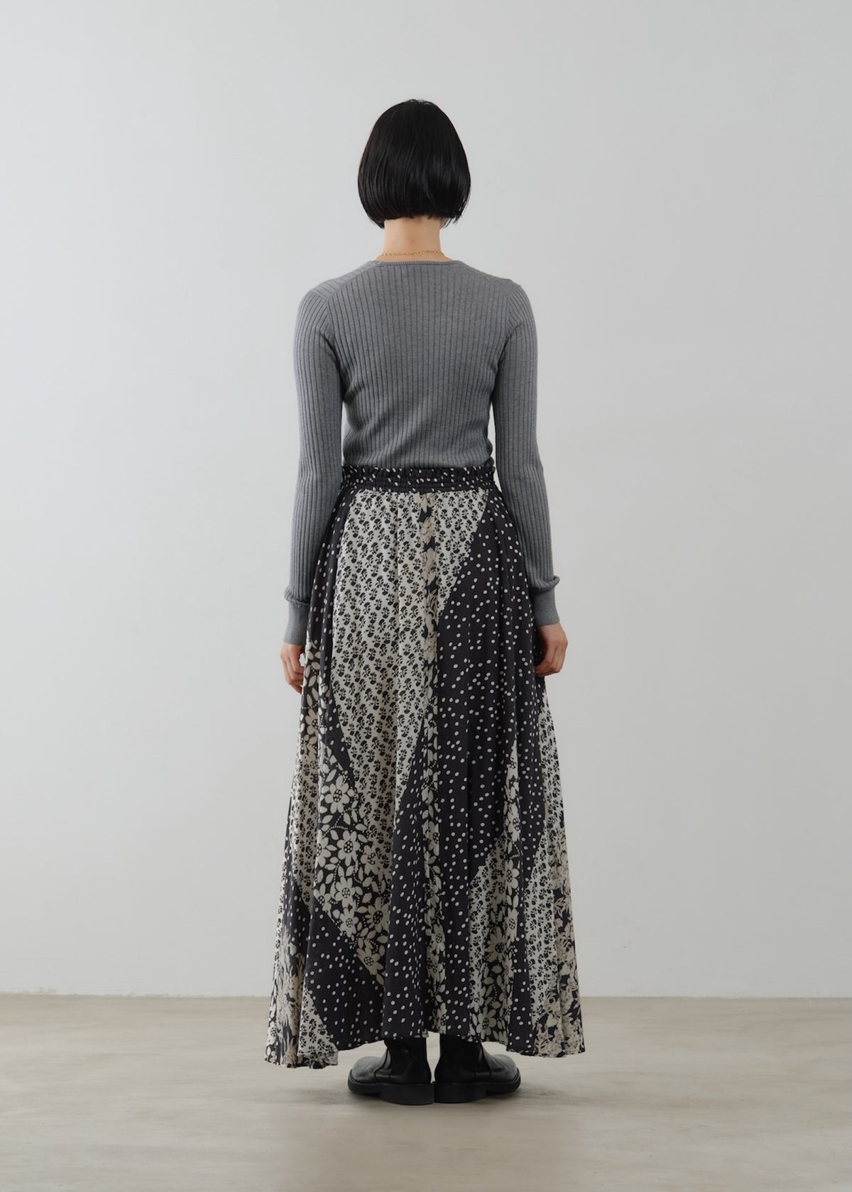 Cotton Rayon Patchwork Flower Print Skirt