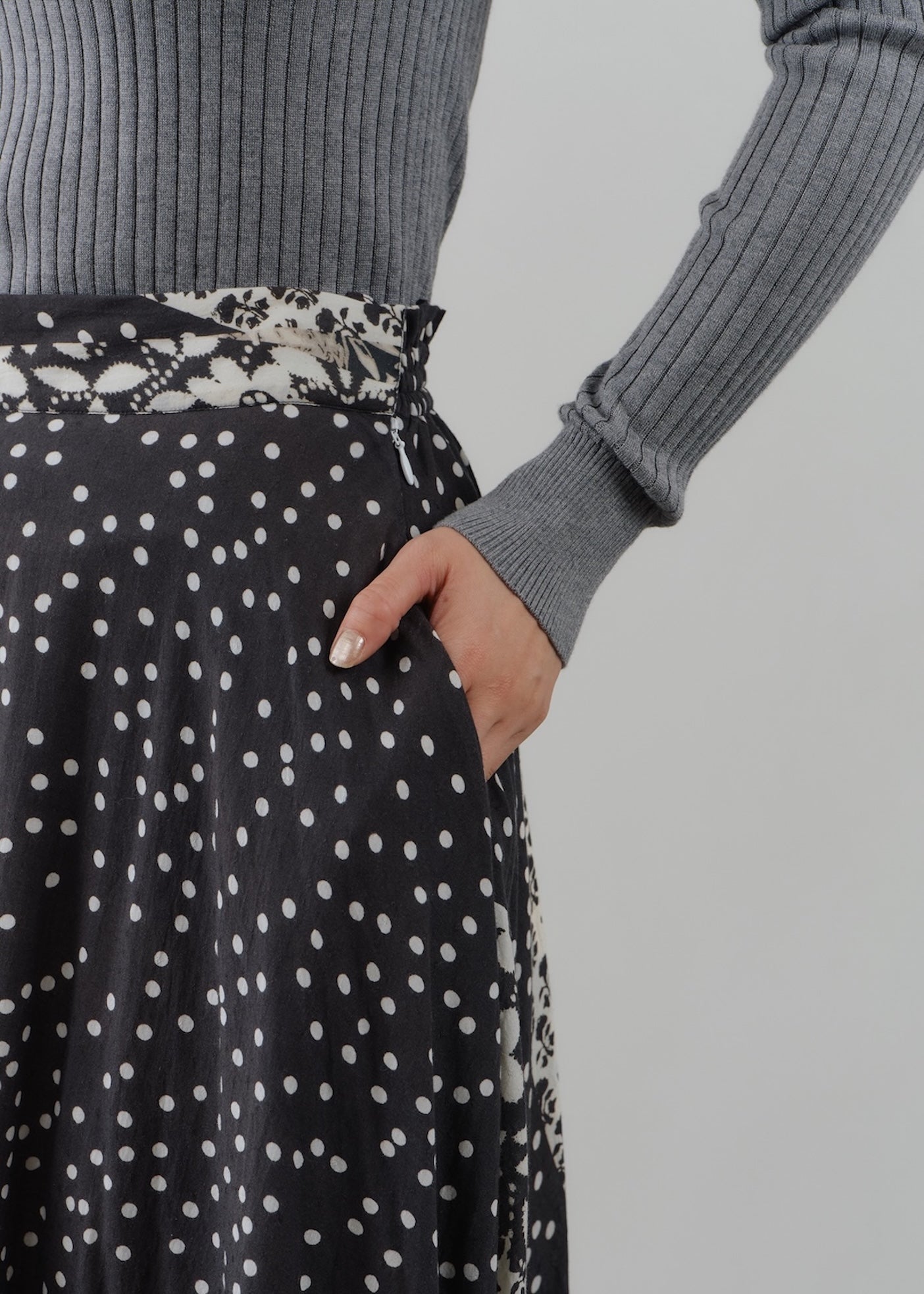 【8/5 10時発売】Cotton Rayon Patchwork Flower Print Skirt