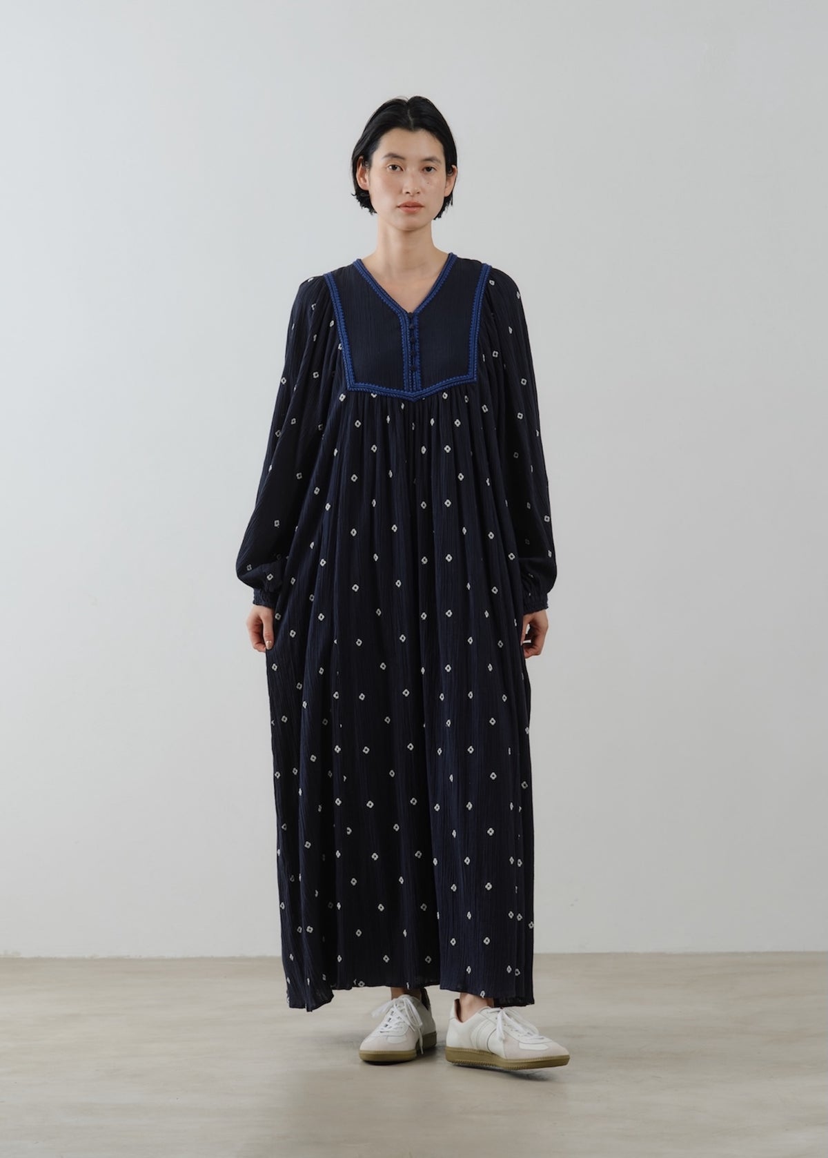 Cotton Crape Full Embroidery Yoke Dress